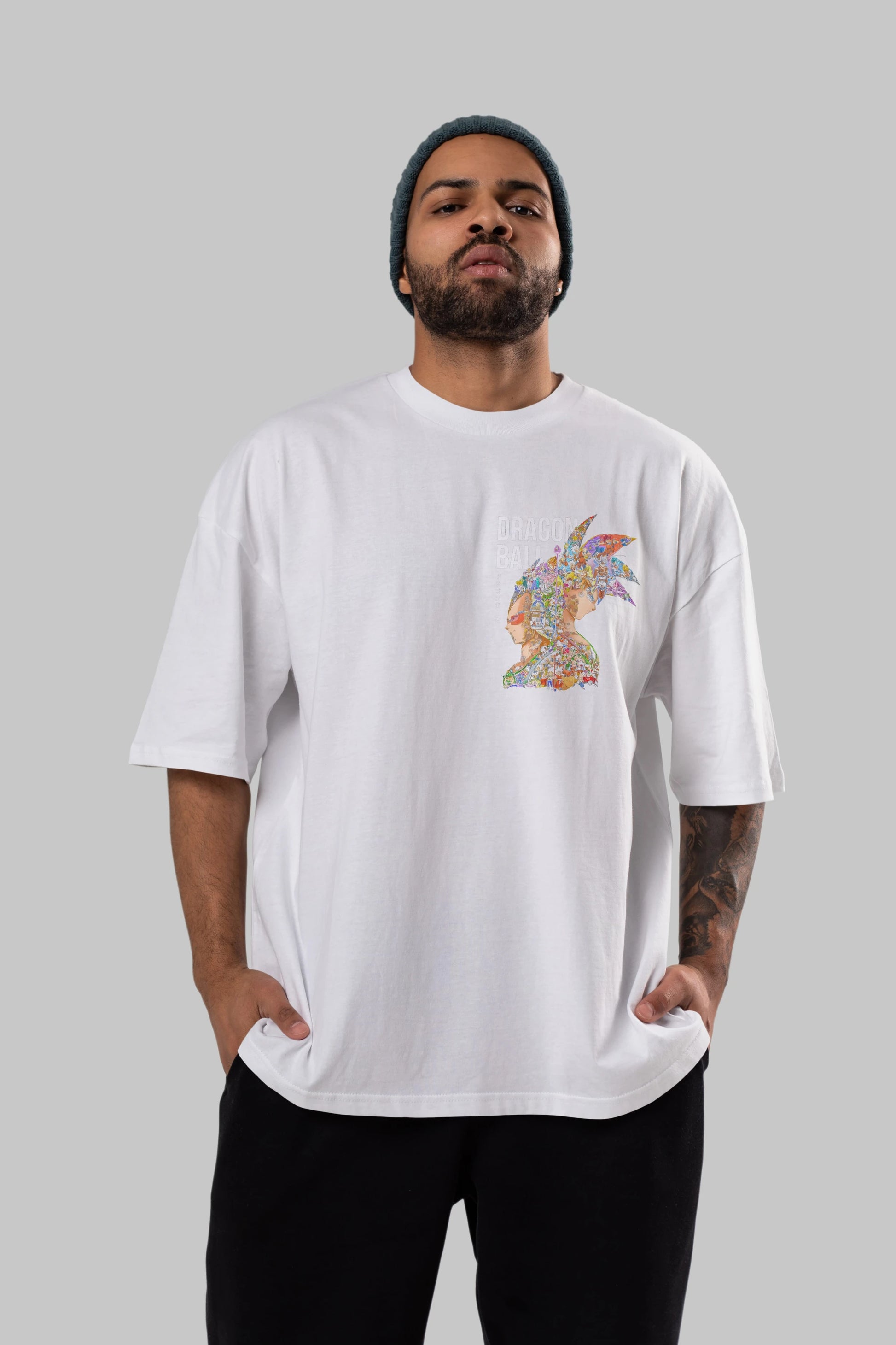 DRAGON BALL ART (5) Ön Sol Baskılı Oversize t-shirt Erkek Kadın Unisex %100 Pamuk Bisiklet Yaka tişort