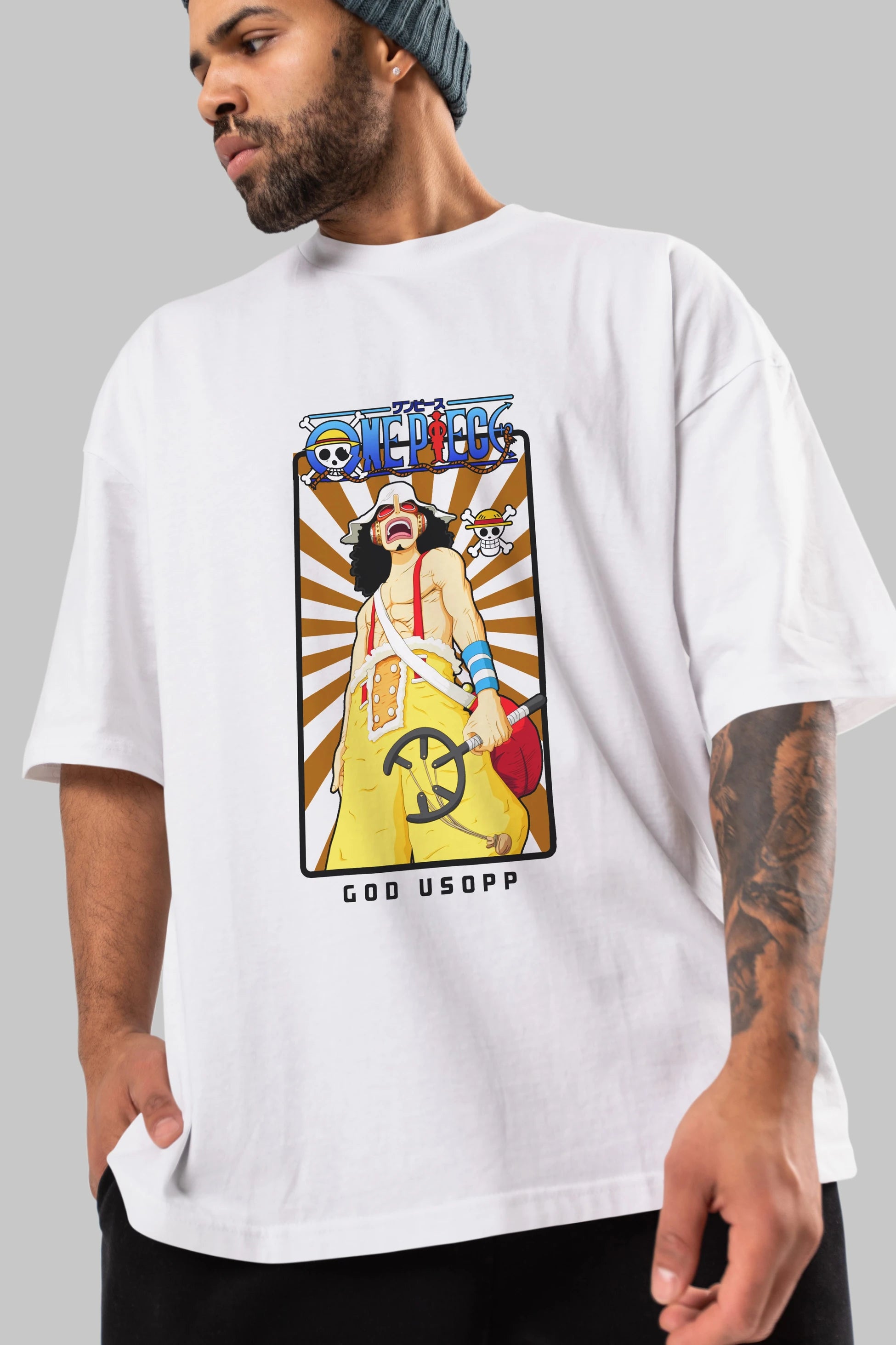 Usopp Anime Ön Baskılı Oversize t-shirt Erkek Kadın Unisex