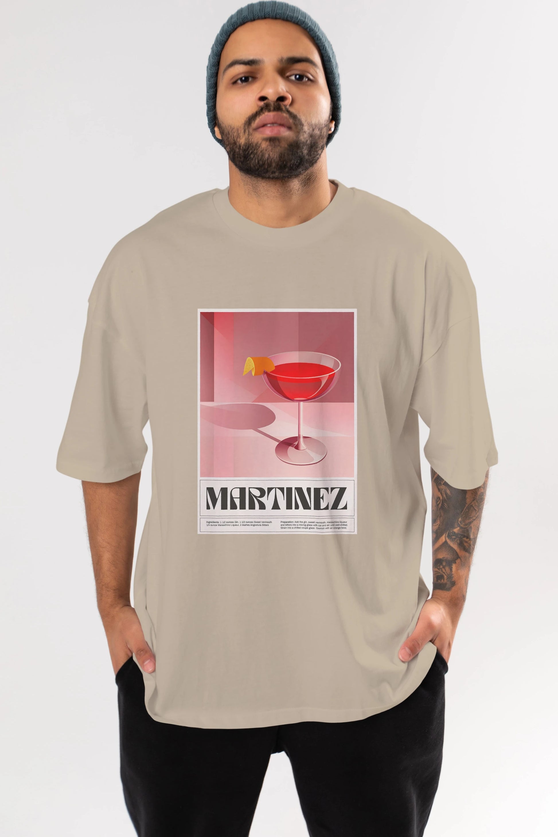Martinez Ön Baskılı Oversize t-shirt Erkek Kadın Unisex %100 Pamuk Bisiklet Yaka tişort
