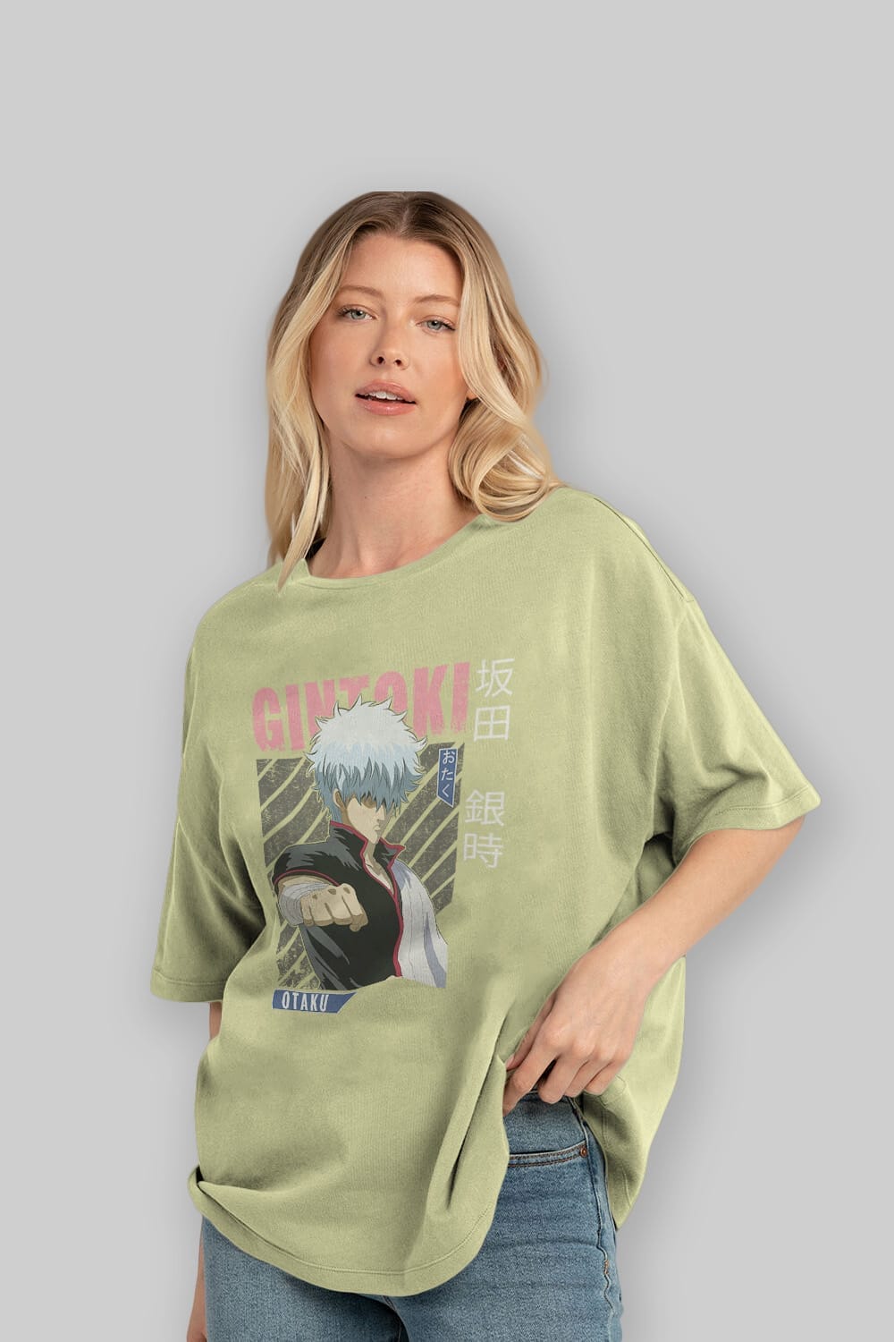 Gintoki Sakata GINTAMA 2 Anime Ön Baskılı Oversize t-shirt %100 pamuk Erkek Kadın Unisex