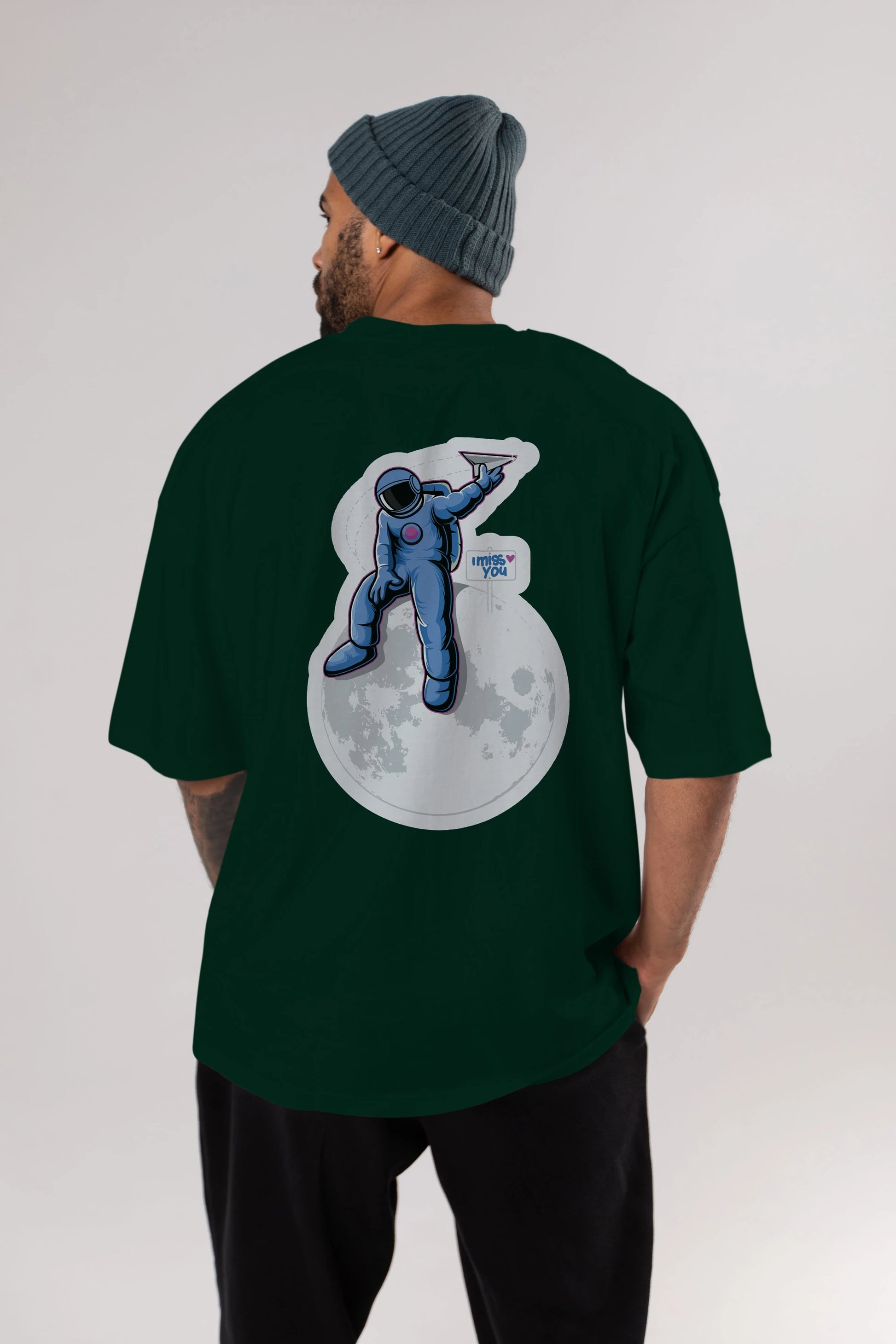 Astro Missing Earth Sticker Arka Baskılı Oversize t-shirt Erkek Kadın Unisex
