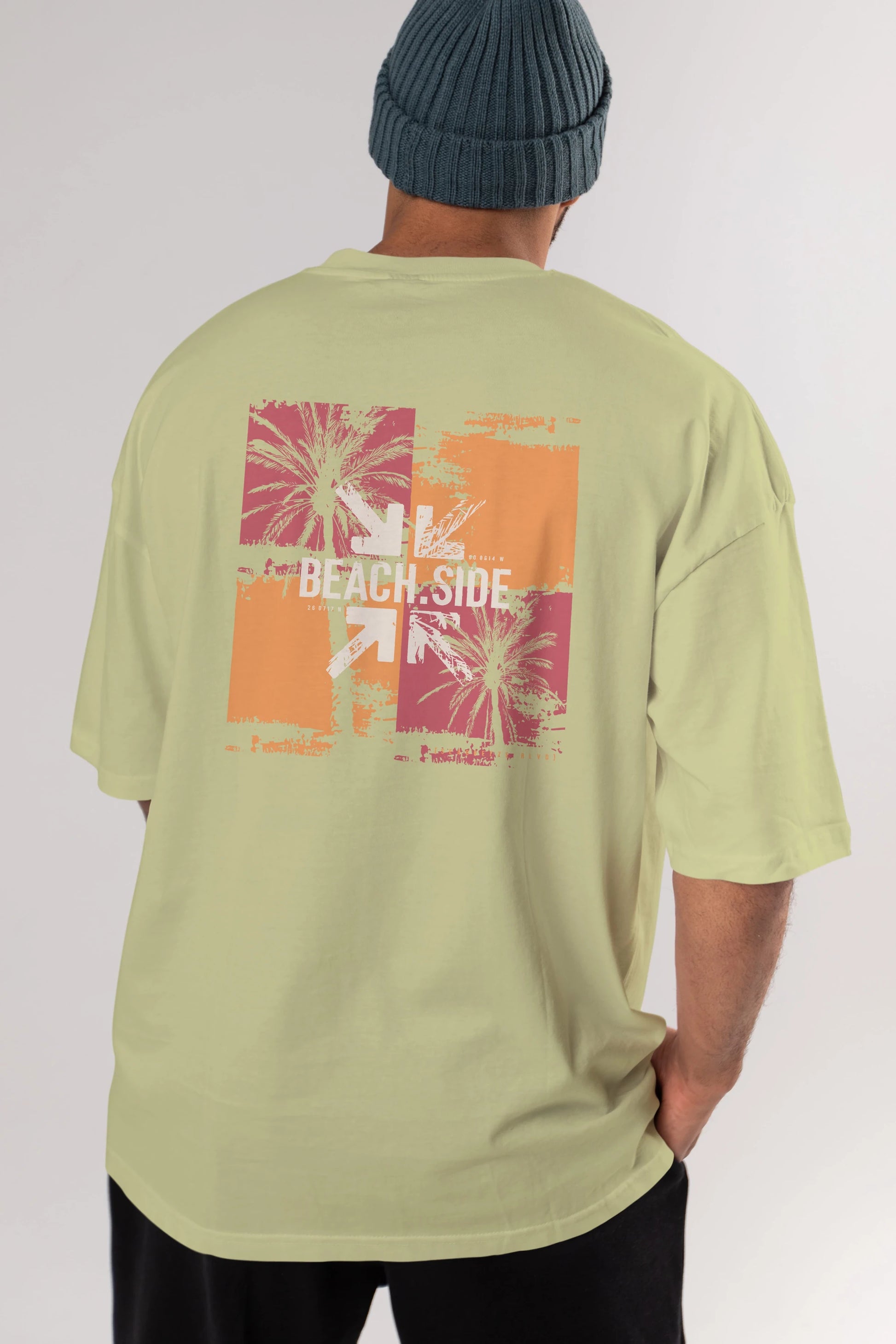 Beach Side Arka Baskılı Oversize t-shirt Erkek Kadın Unisex