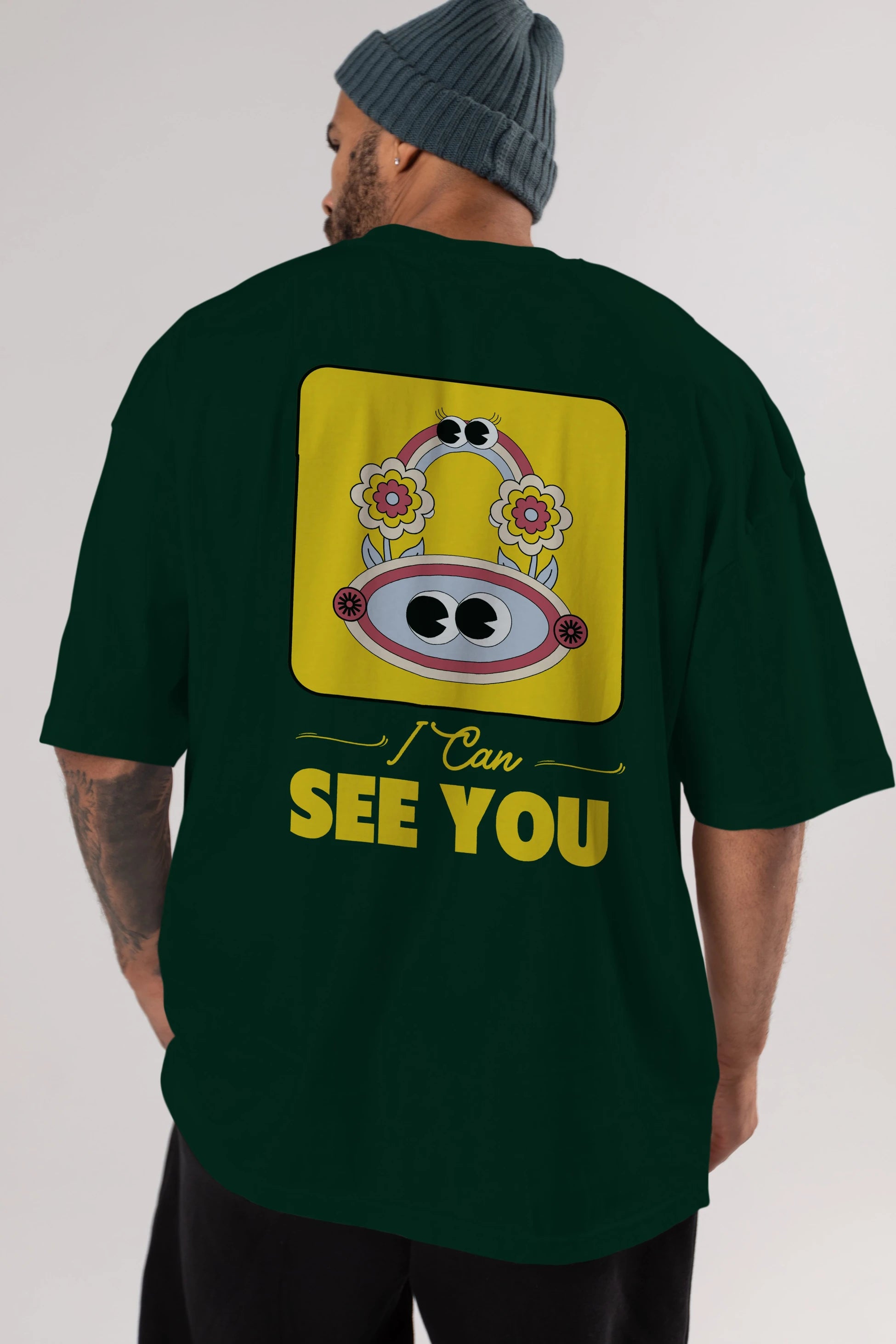 I Can See You Yazılı Arka Baskılı Oversize t-shirt Erkek Kadın Unisex