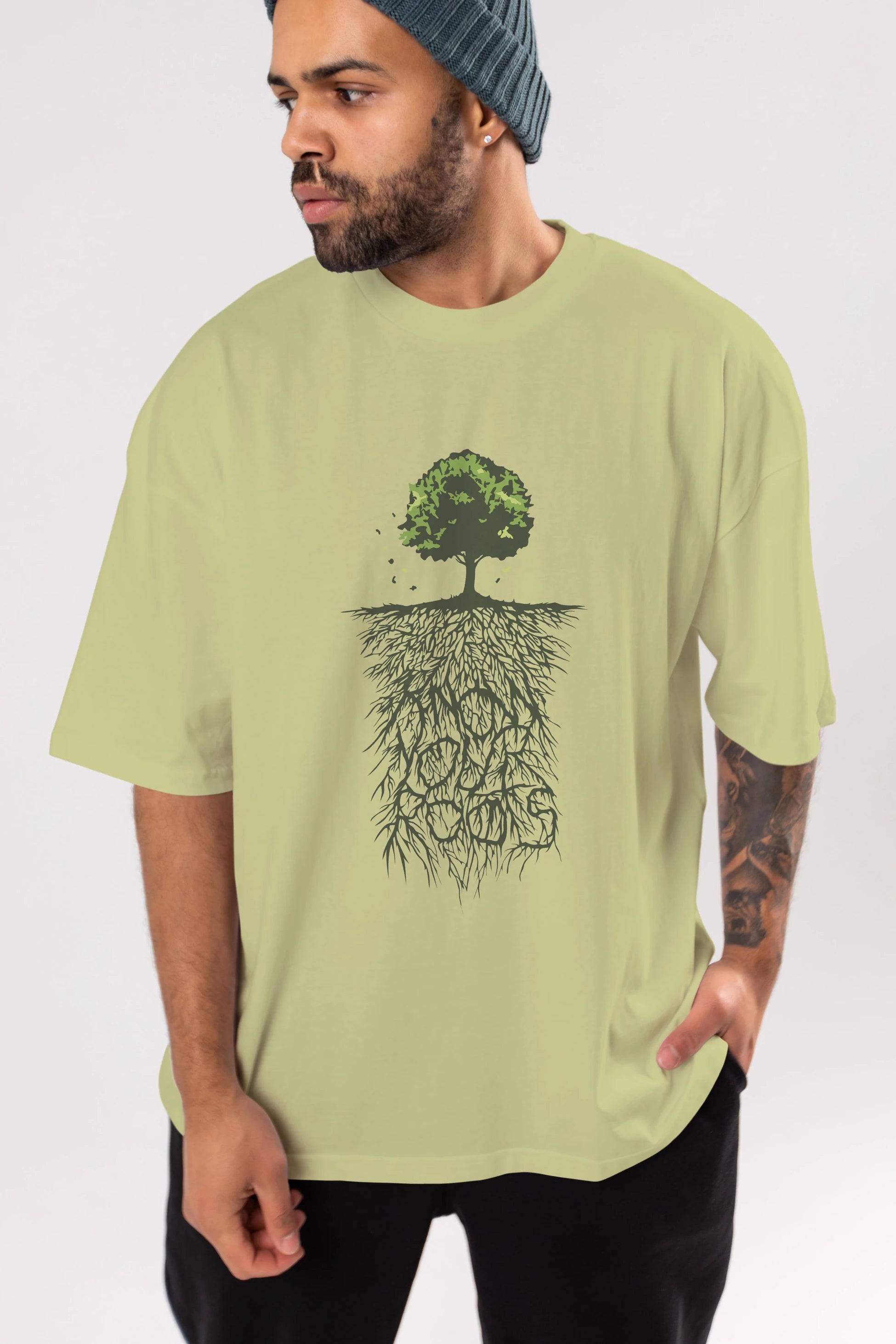 Know Your Roots Ön Baskılı Oversize t-shirt %100 pamuk Erkek Kadın Unisex