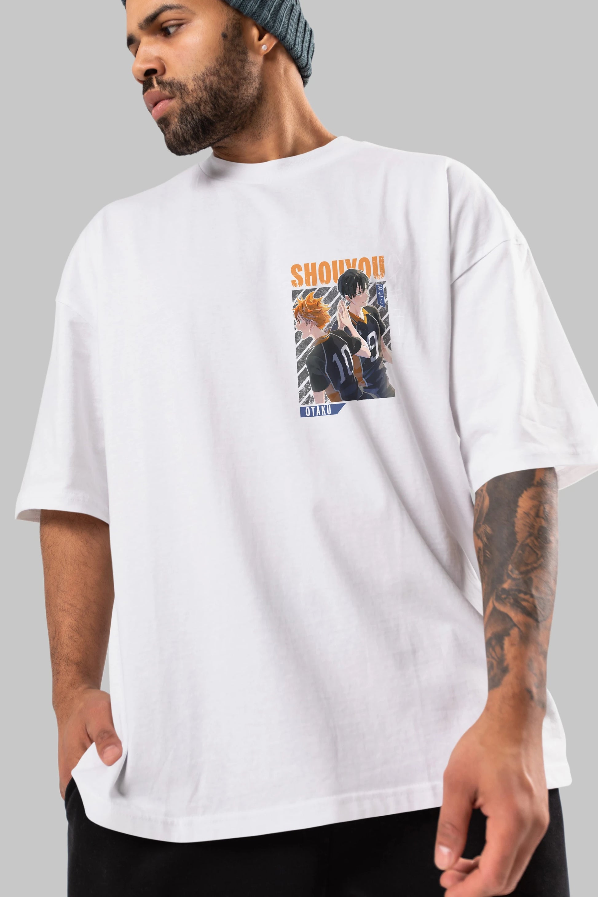 Shouyou Hinata 12 Ön Sol Baskılı Oversize t-shirt Erkek Kadın Unisex %100 Pamuk Bisiklet Yaka tişort