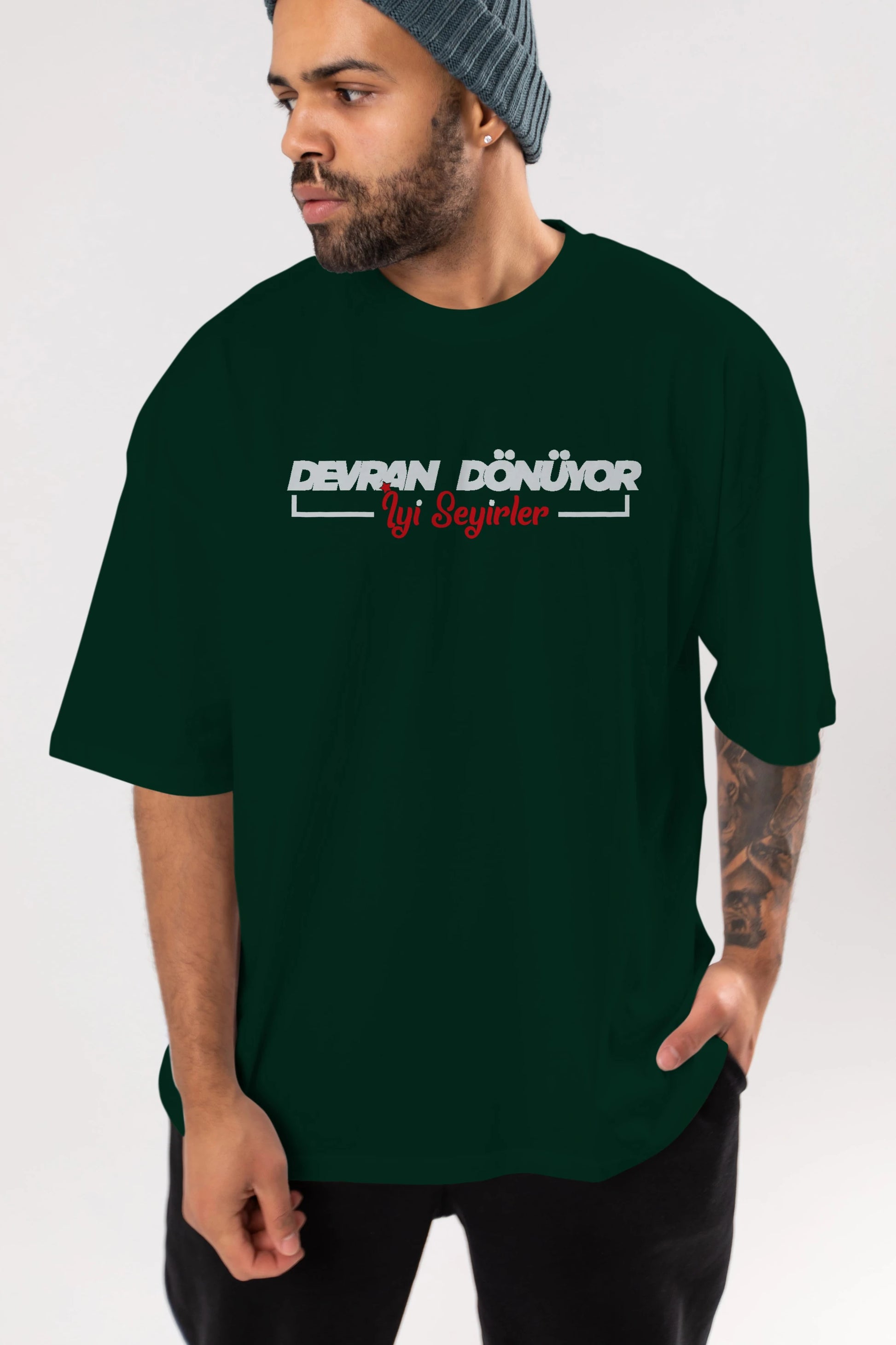 Devran Dönüyor İyi Seyirler Ön Baskılı Oversize t-shirt %100 pamuk Erkek Kadın Unisex