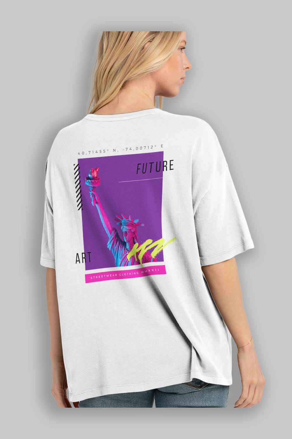 Future Art Arka Baskılı Oversize t-shirt Erkek Kadın Unisex