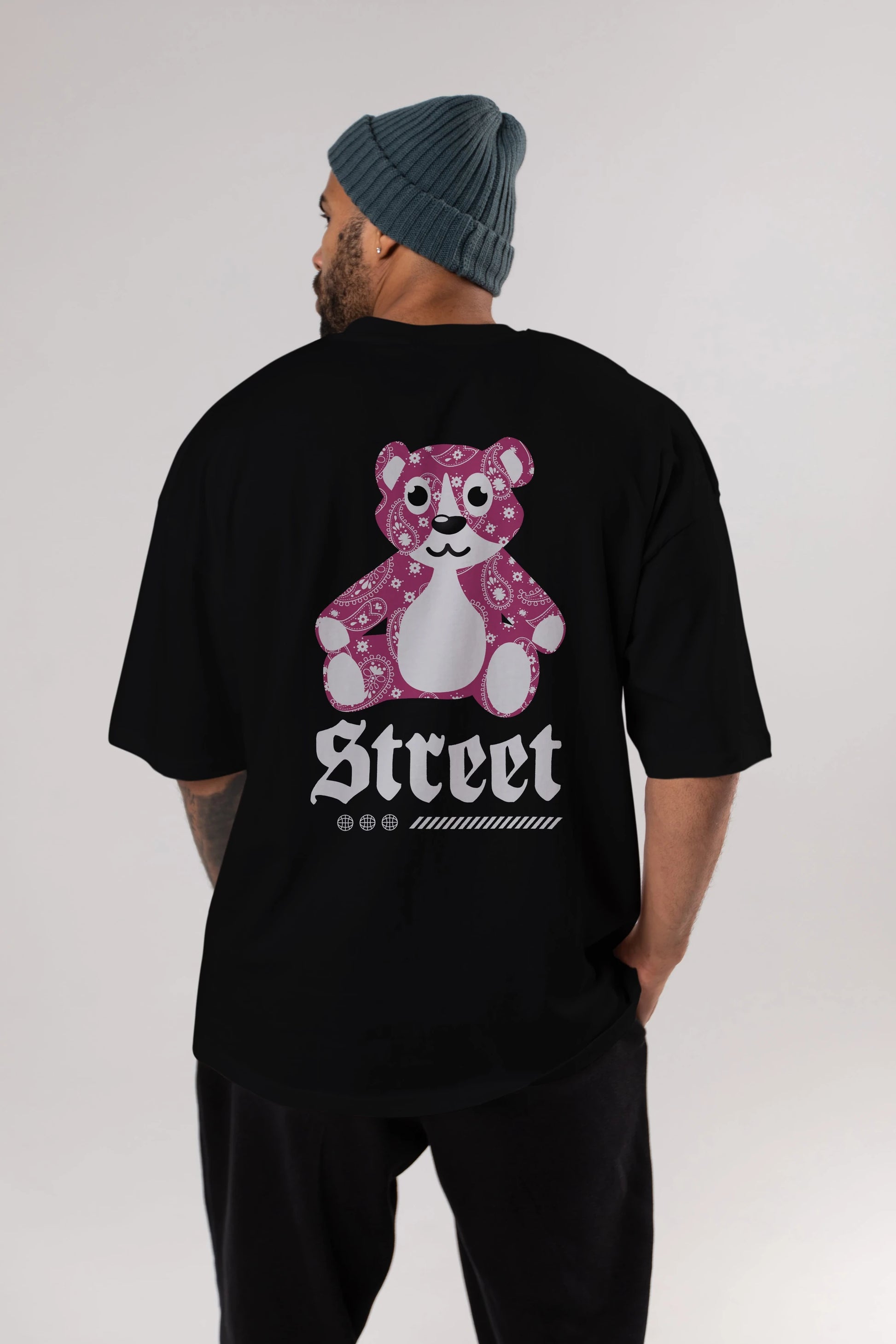 Street Bear Arka Baskılı Oversize t-shirt Erkek Kadın Unisex