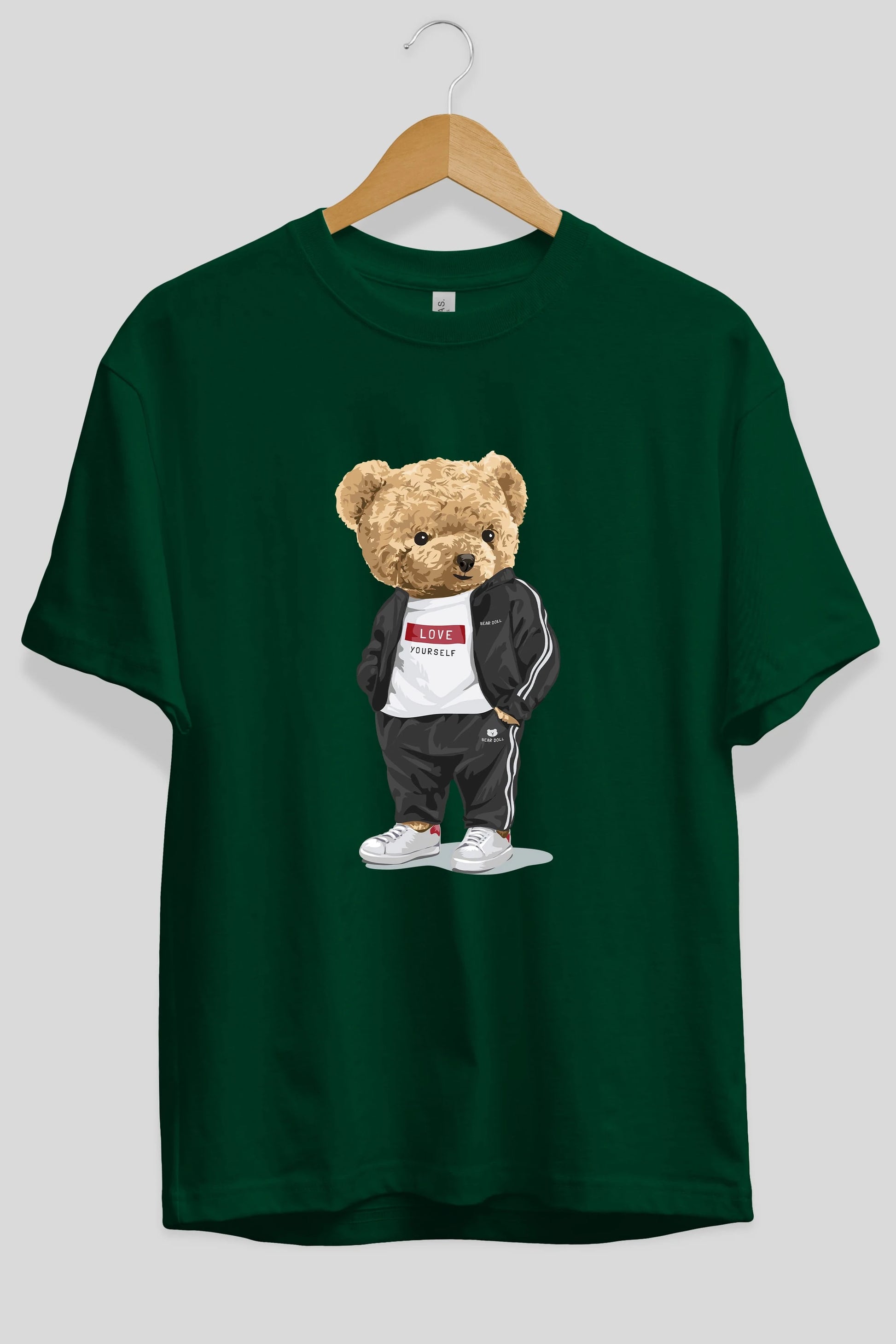 Teddy Bear Love Yourself Ön Baskılı Oversize t-shirt Erkek Kadın Unisex %100 Pamuk