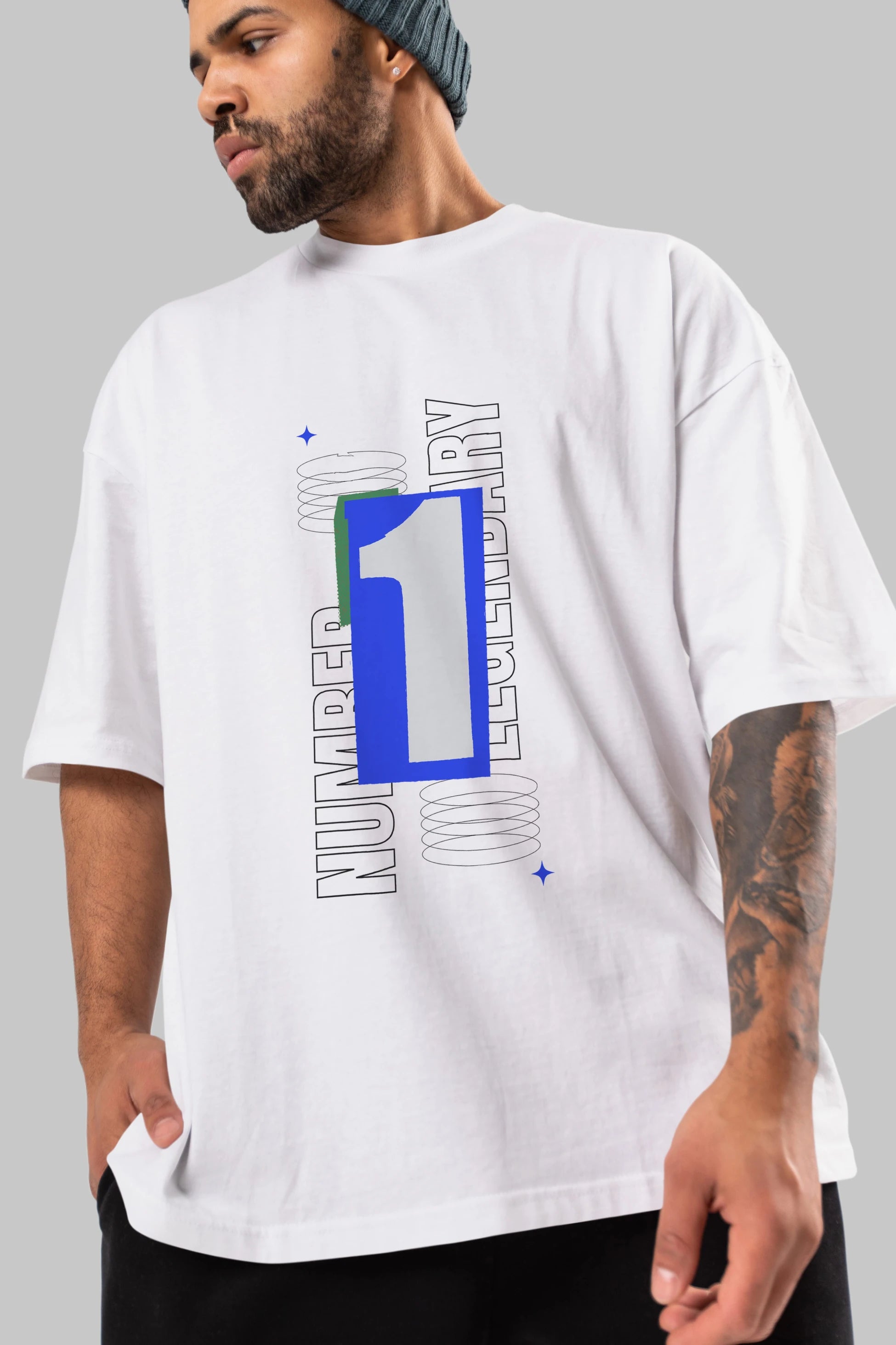 Number 1 Yazılı Ön Baskılı Oversize t-shirt Erkek Kadın Unisex