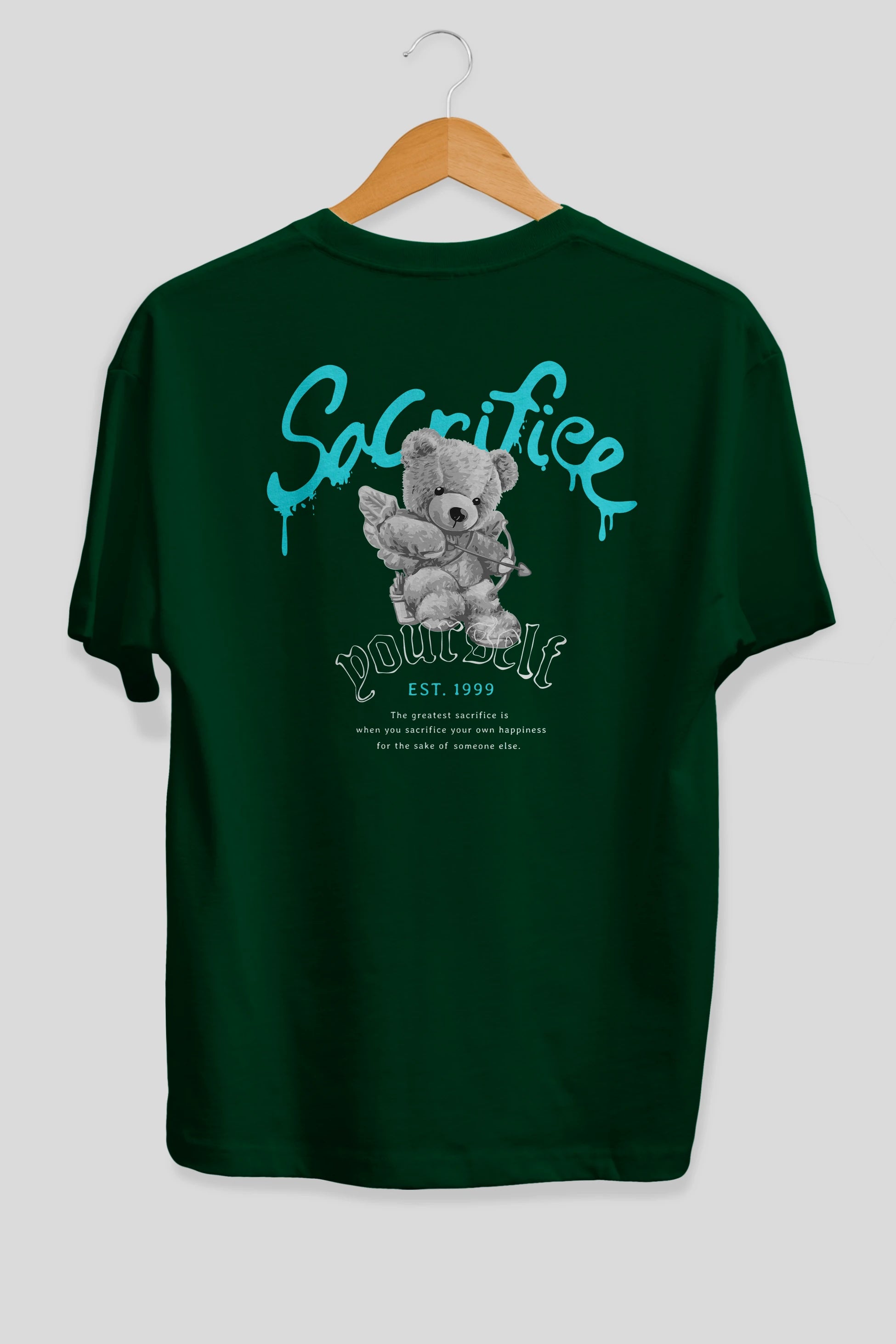 Sacrifice Yourself Bear Arka Baskılı Oversize t-shirt Erkek Kadın Unisex