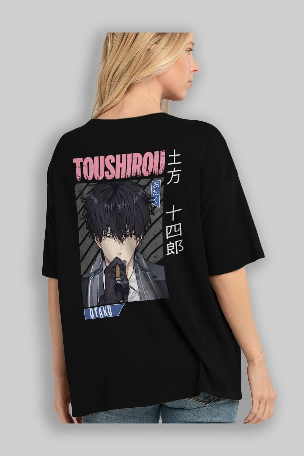 Toushirou Hijikata 2 Anime Arka Baskılı Oversize t-shirt Erkek Kadın Unisex