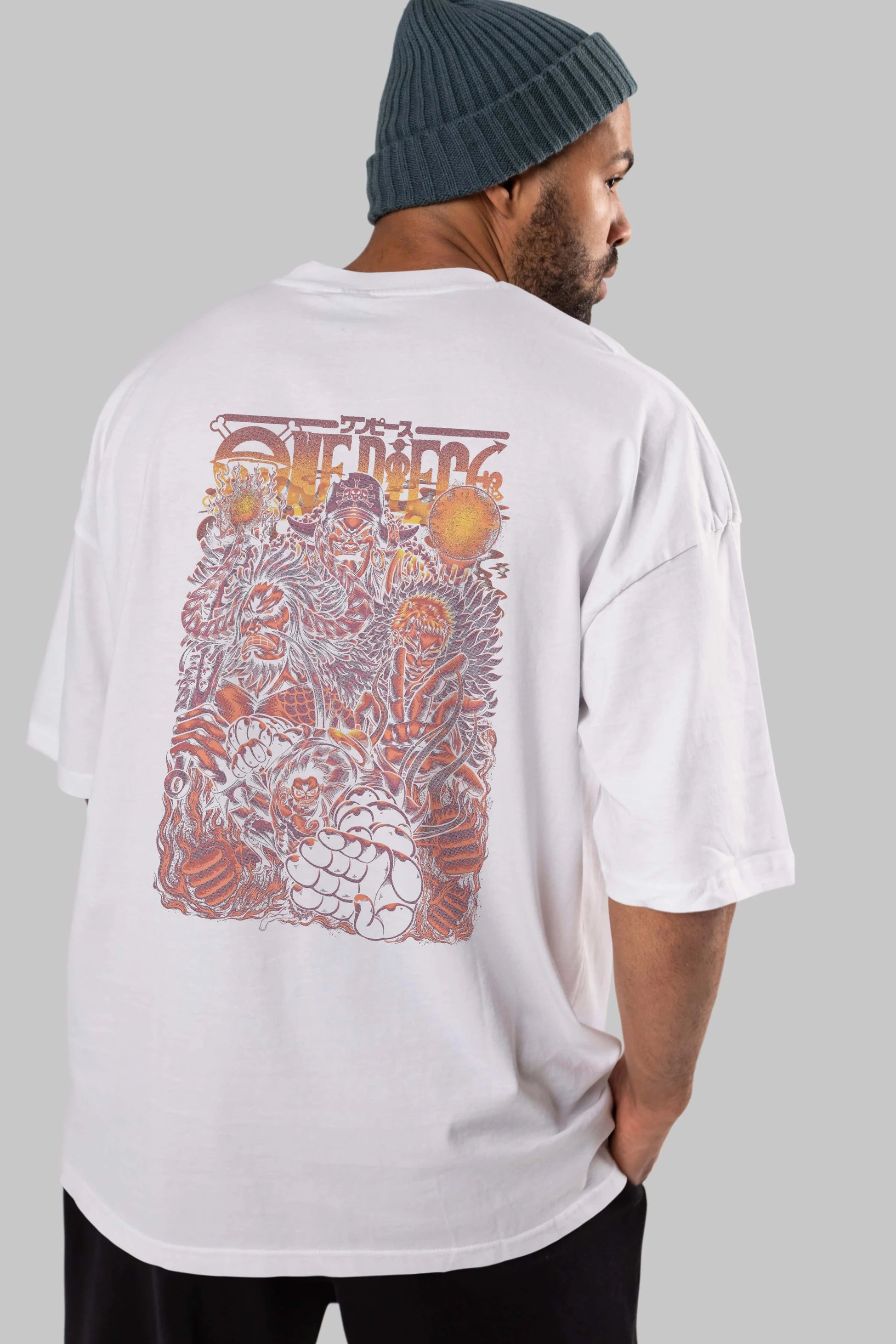 ONE PIECE Anime Arka Baskılı Oversize t-shirt Erkek Kadın Unisex