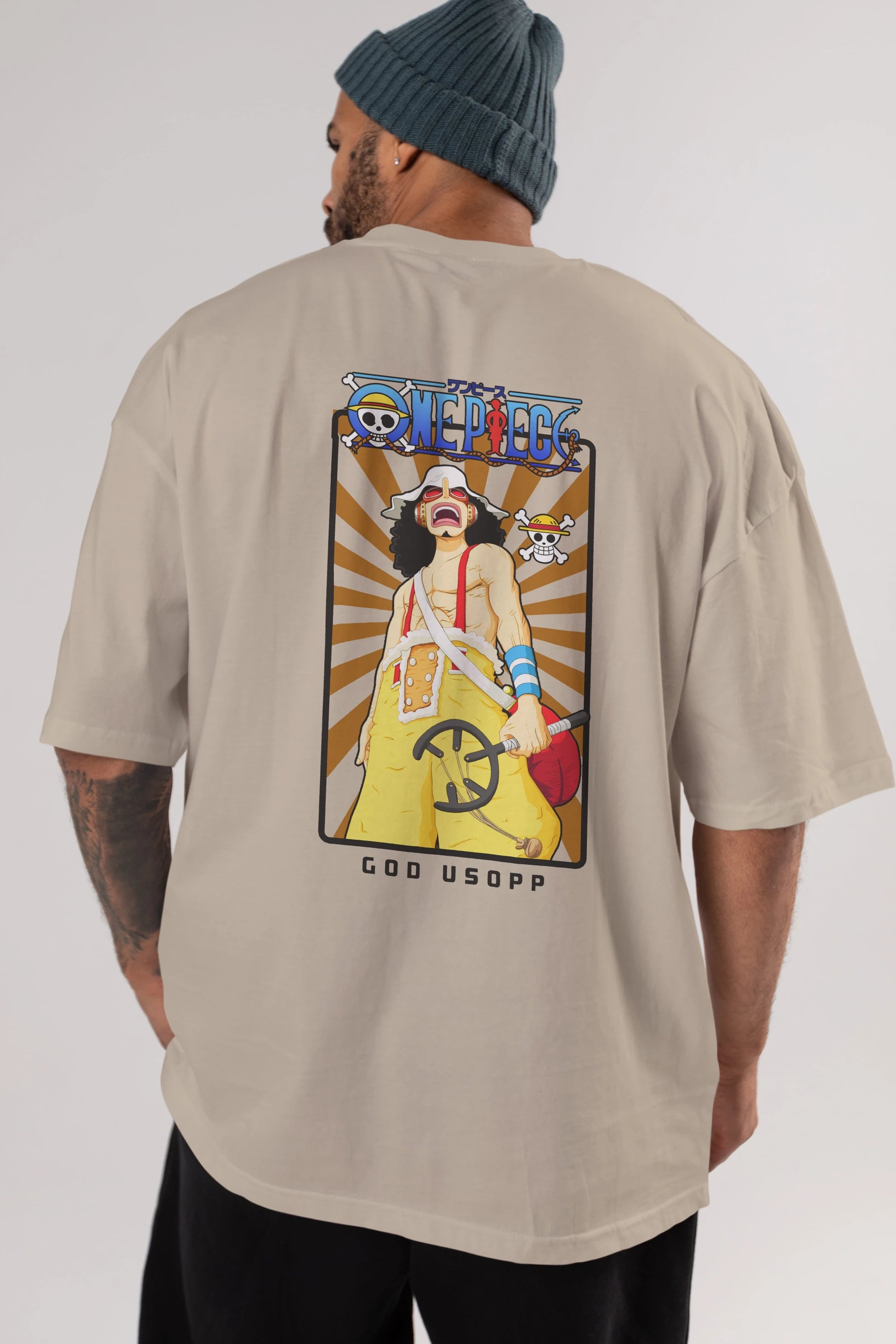 Usopp Anime Arka Baskılı Oversize t-shirt Erkek Kadın Unisex %100 pamuk tişort