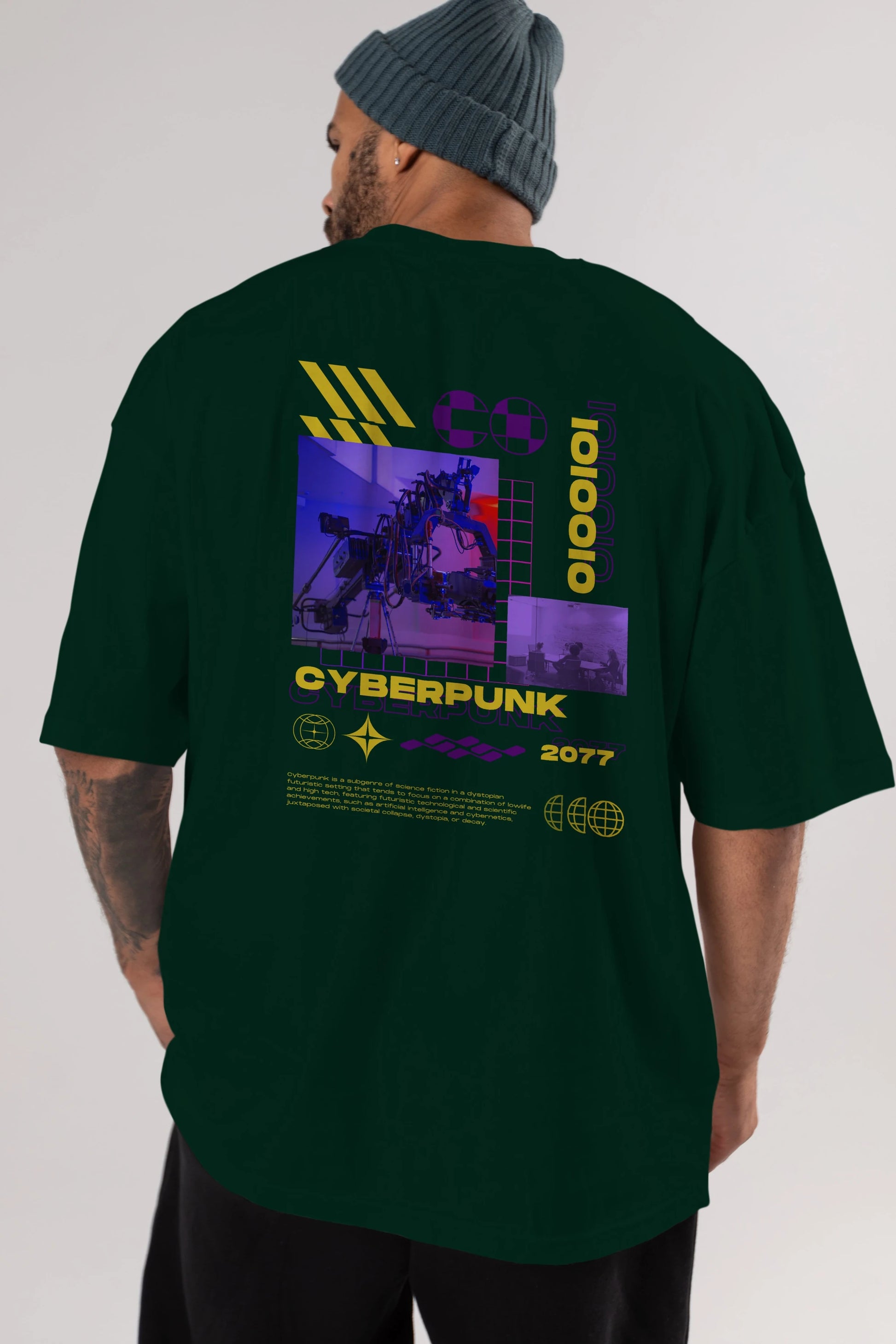 Cyberpunk Yazılı Arka Baskılı Oversize t-shirt Erkek Kadın Unisex