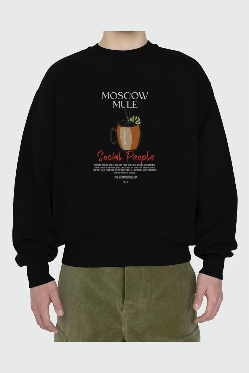 Moscow Mule ön Baskılı Oversize Sweatshirt Erkek Kadın Unisex