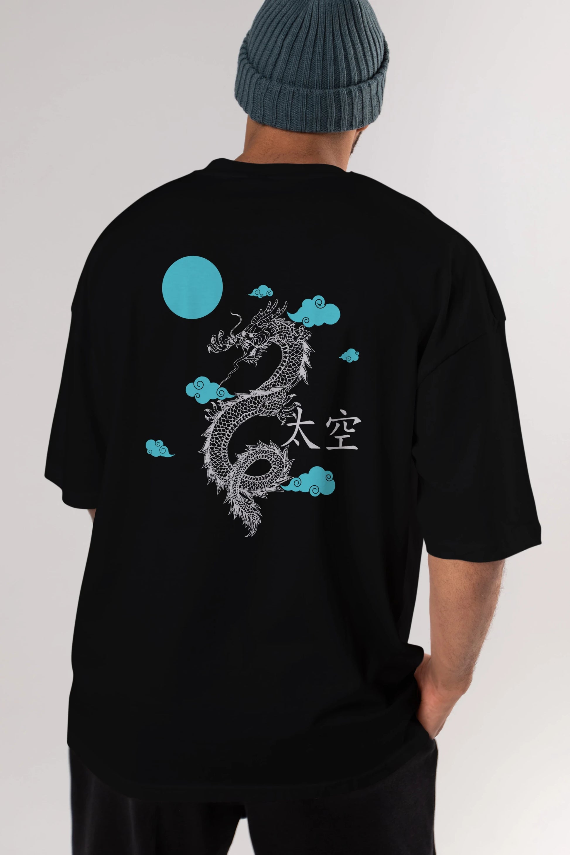 Chinese Dragon Arka Baskılı Oversize t-shirt Erkek Kadın Unisex
