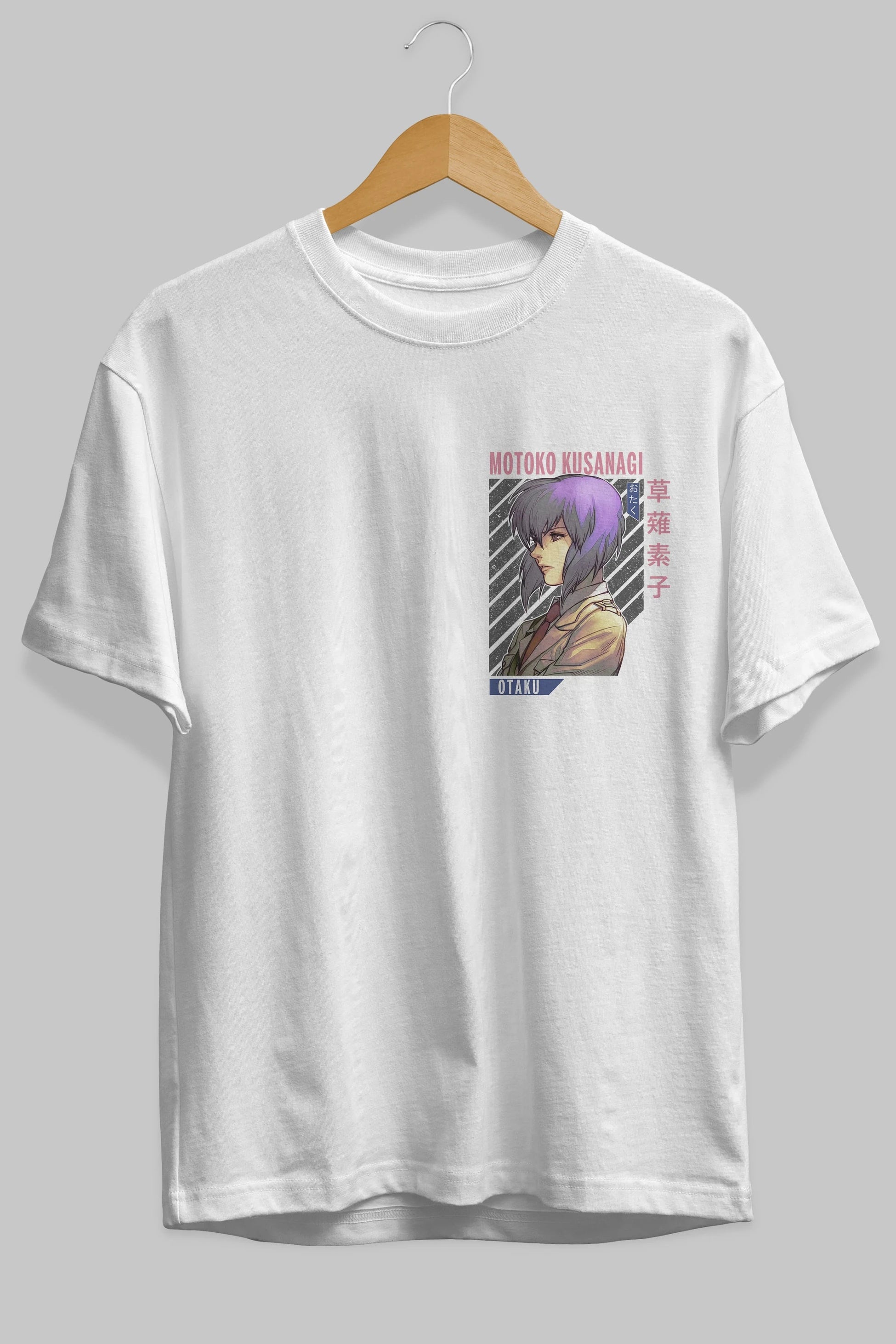 Motoko Kusanagi 4 Ön Sol Baskılı Oversize t-shirt Erkek Kadın Unisex %100 Pamuk Bisiklet Yaka tişort