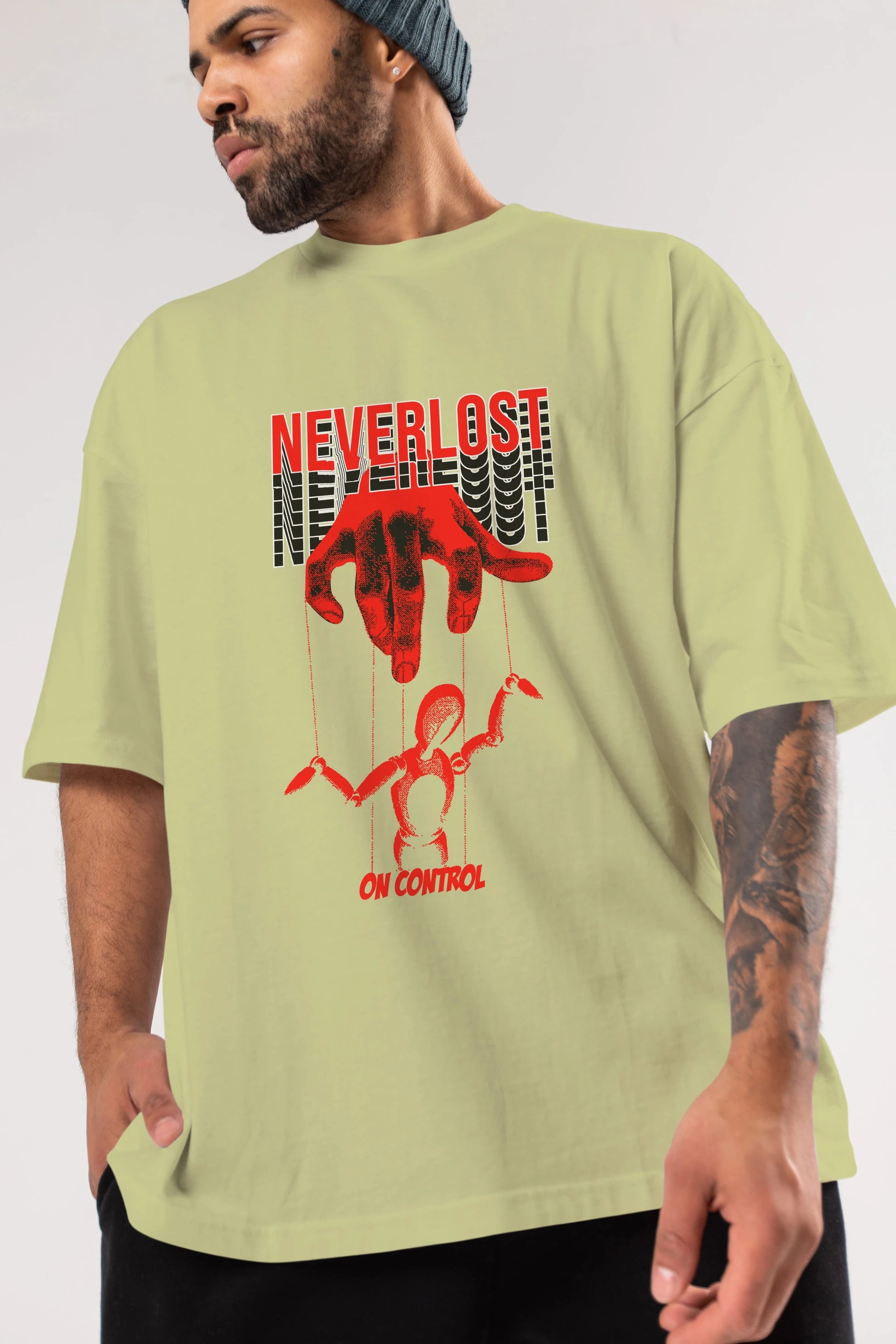 Neverlost on Control Ön Baskılı Oversize t-shirt Erkek Kadın Unisex
