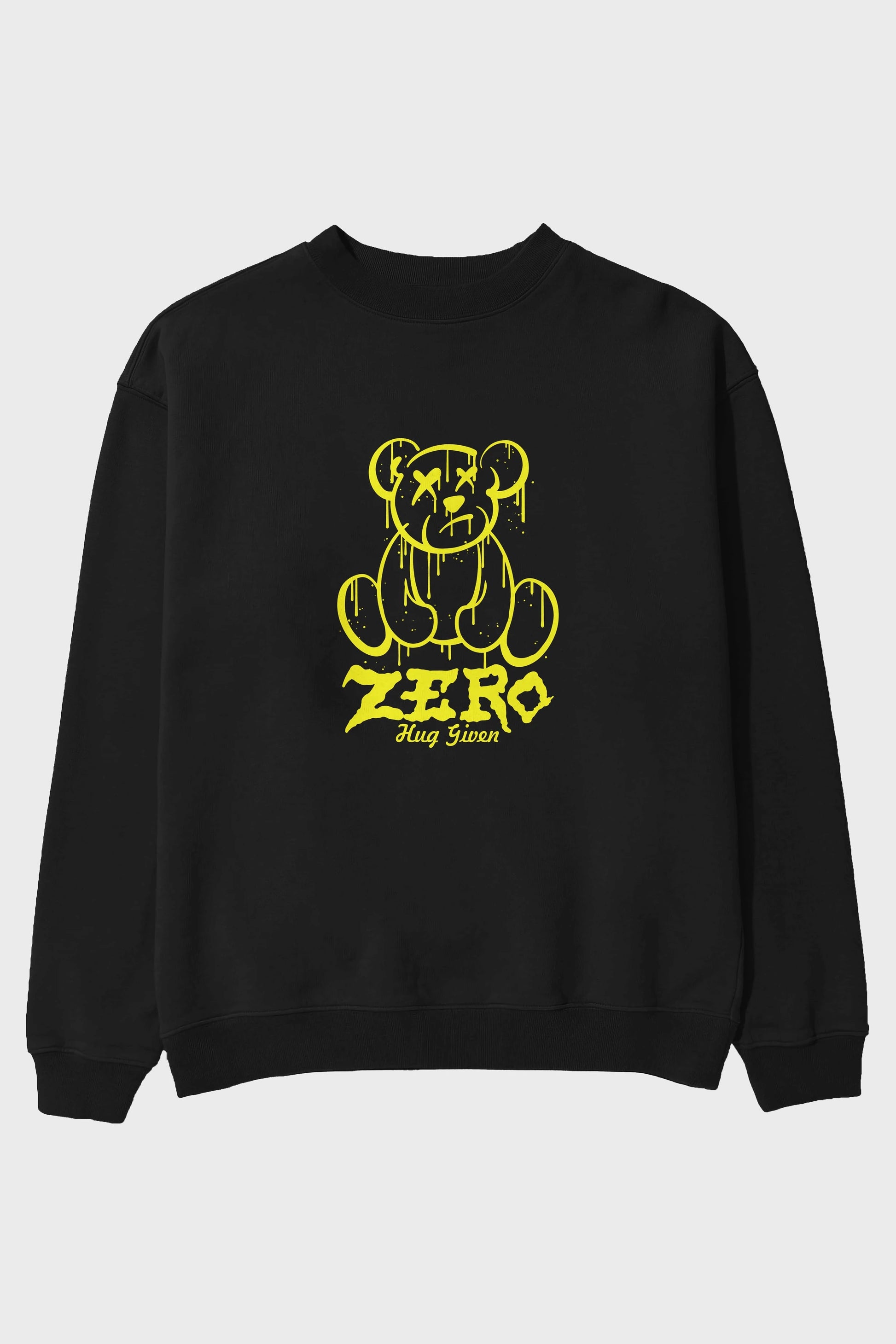 Zero Hug Given Bear Ön Baskılı Oversize Sweatshirt Erkek Kadın Unisex
