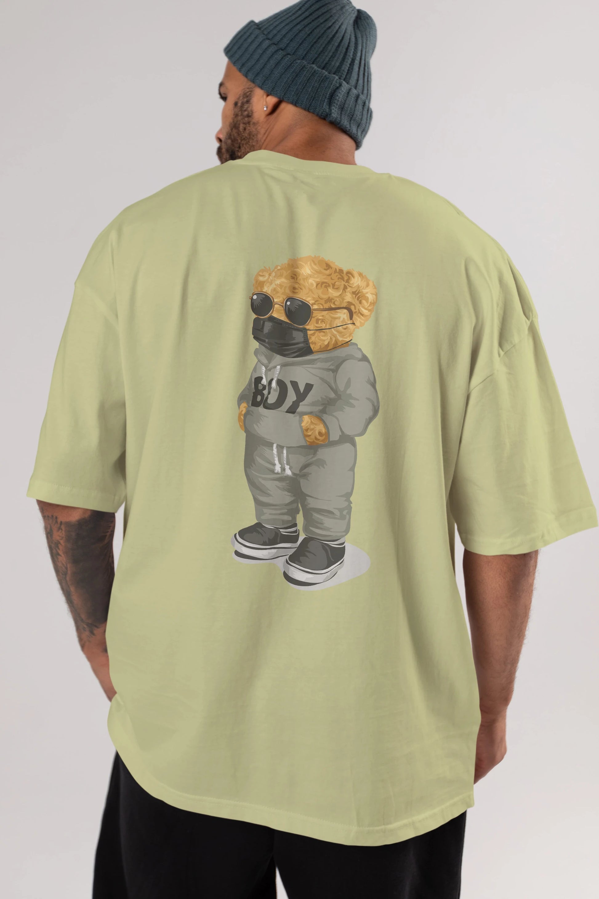 Teddy Bear Boy Arka Baskılı Oversize t-shirt Erkek Kadın Unisex %100 Pamuk