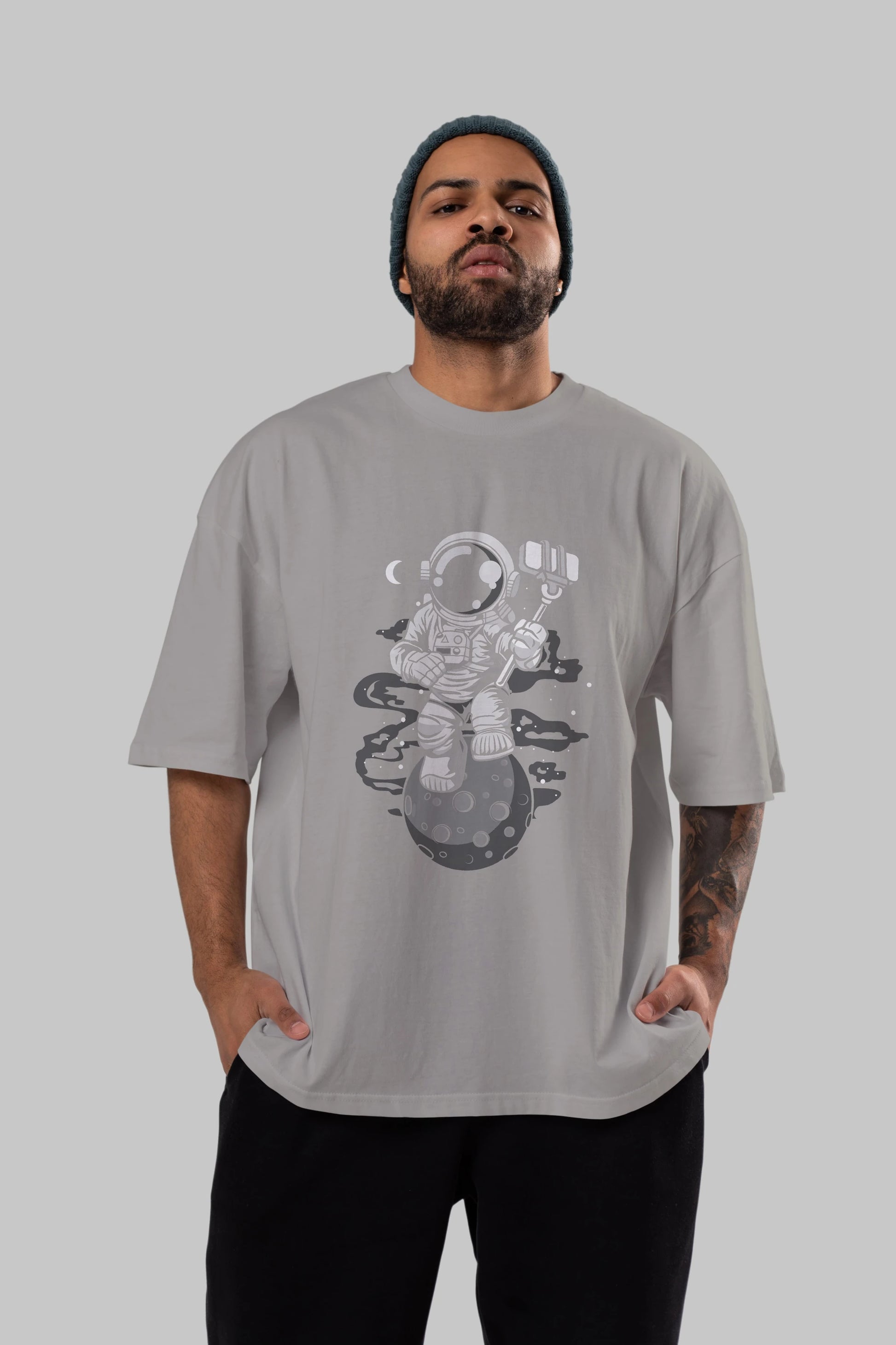 Astronaut Selfie Ön Baskılı Oversize t-shirt Erkek Kadın Unisex
