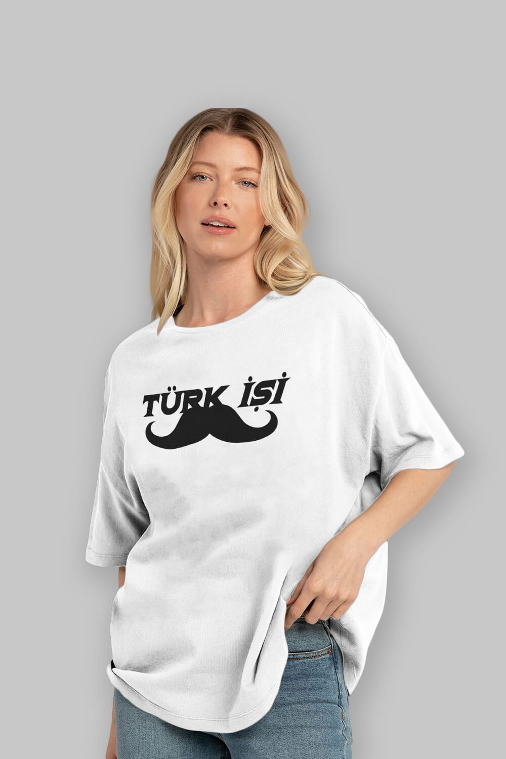 Türk İşi Ön Baskılı Oversize t-shirt %100 pamuk Erkek Kadın Unisex