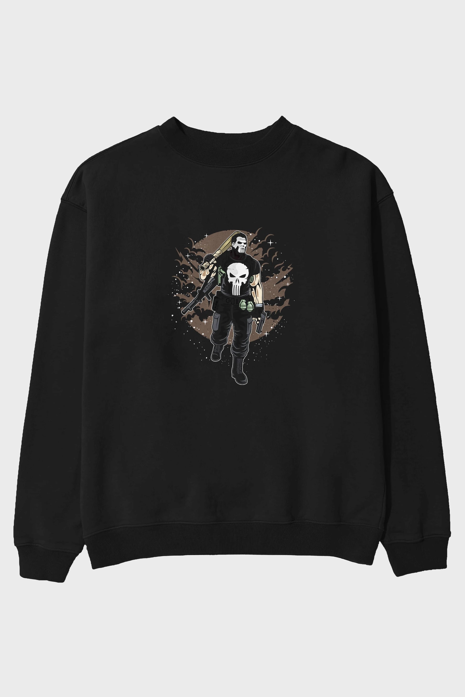Punisher Ön Baskılı Oversize Sweatshirt Erkek Kadın Unisex
