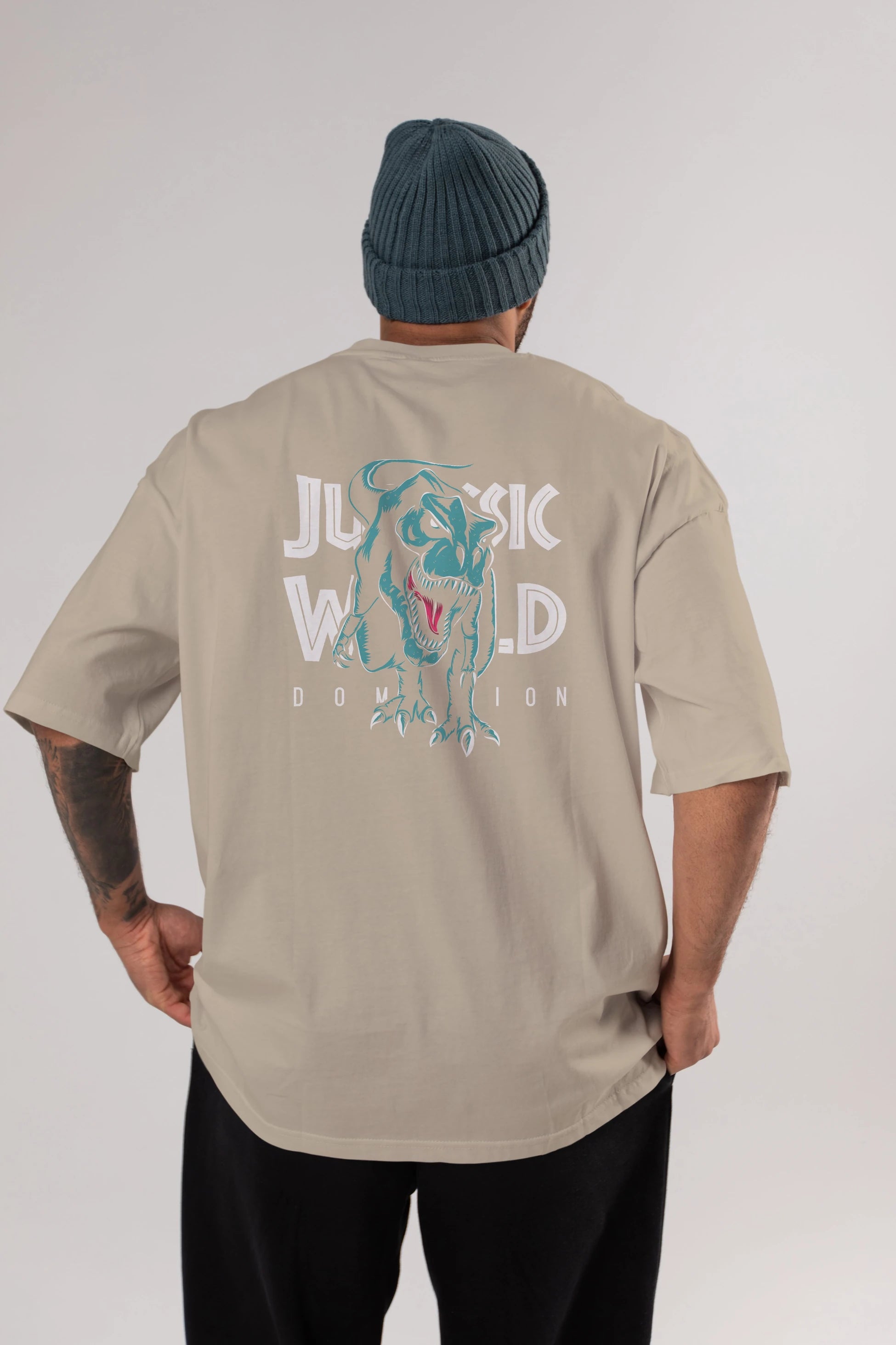 Jurassic Park (1) Arka Baskılı Oversize t-shirt Erkek Kadın Unisex %100 Pamuk Bisiklet Yaka tişort