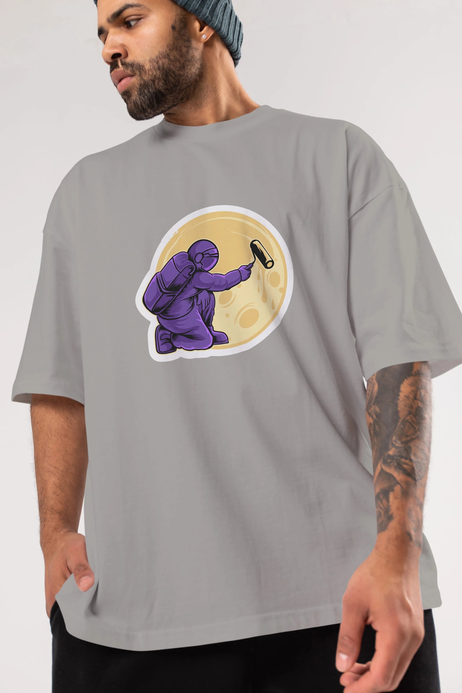 Astropaint Sticker Ön Baskılı Oversize t-shirt Erkek Kadın Unisex