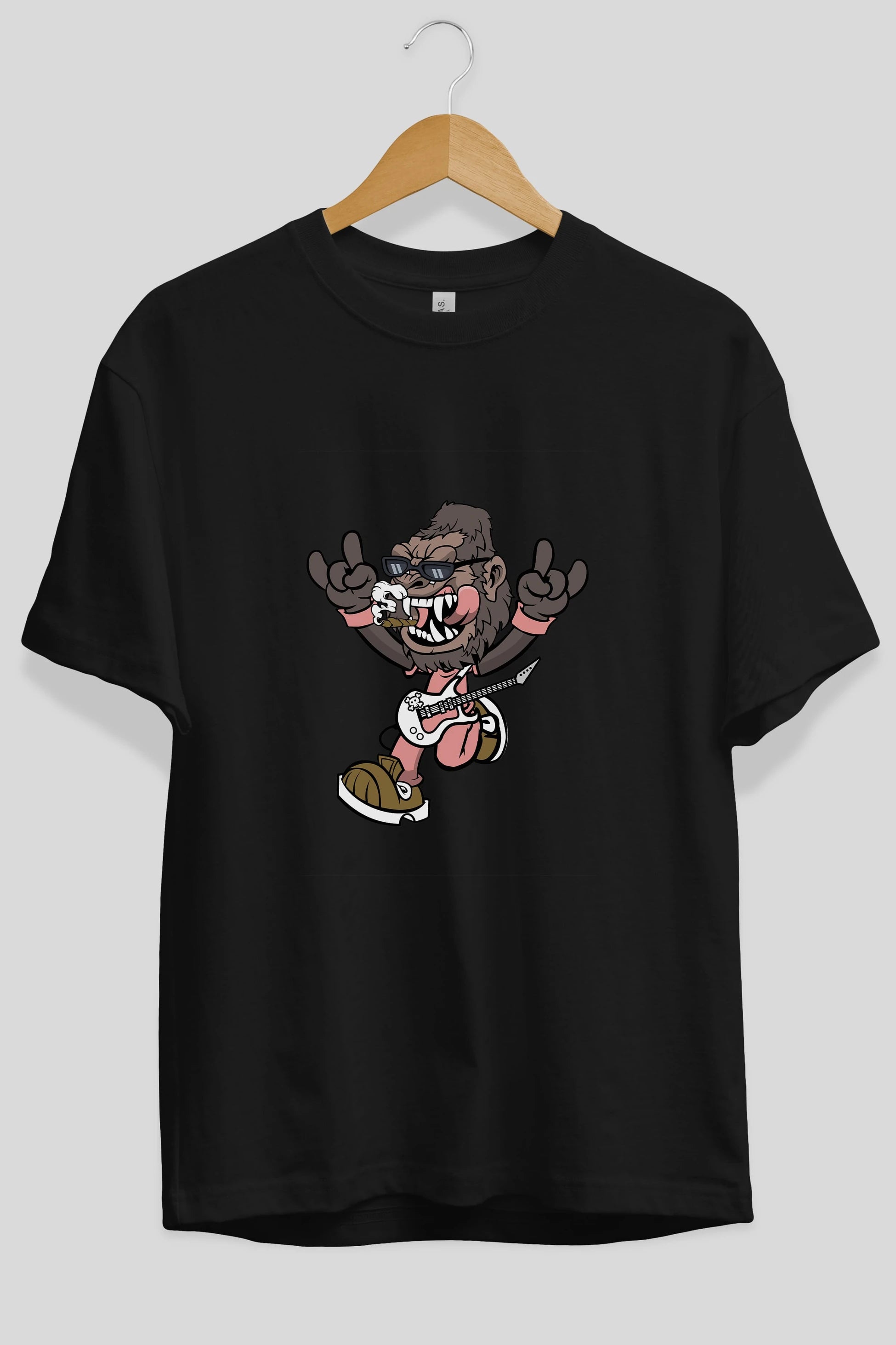 Gorilla Metal Ön Baskılı Oversize t-shirt Erkek Kadın Unisex %100 Pamuk tişort
