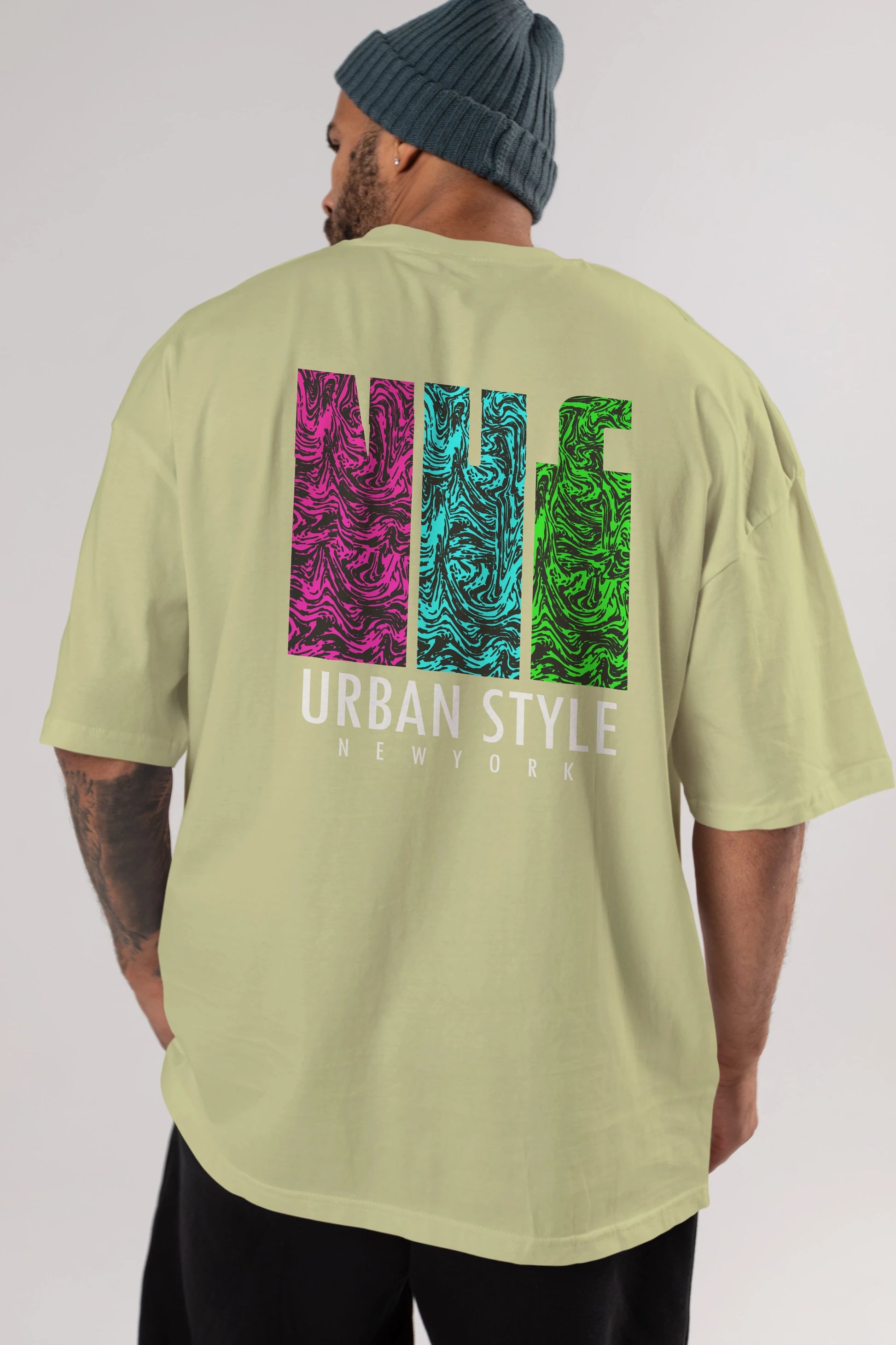 Urban Style Newyork Arka Baskılı Oversize t-shirt Erkek Kadın Unisex