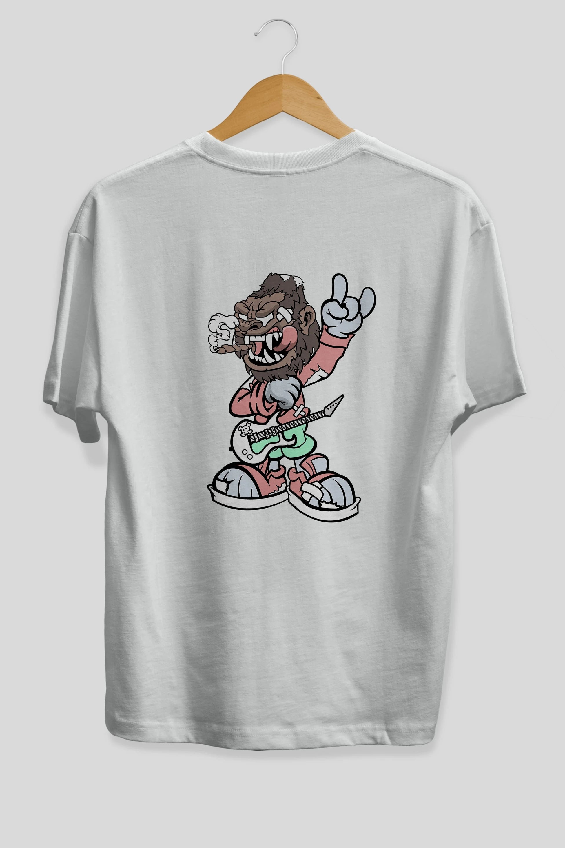 Gorilla Rockstar Arka Baskılı Oversize t-shirt Erkek Kadın Unisex %100 Pamuk tişort