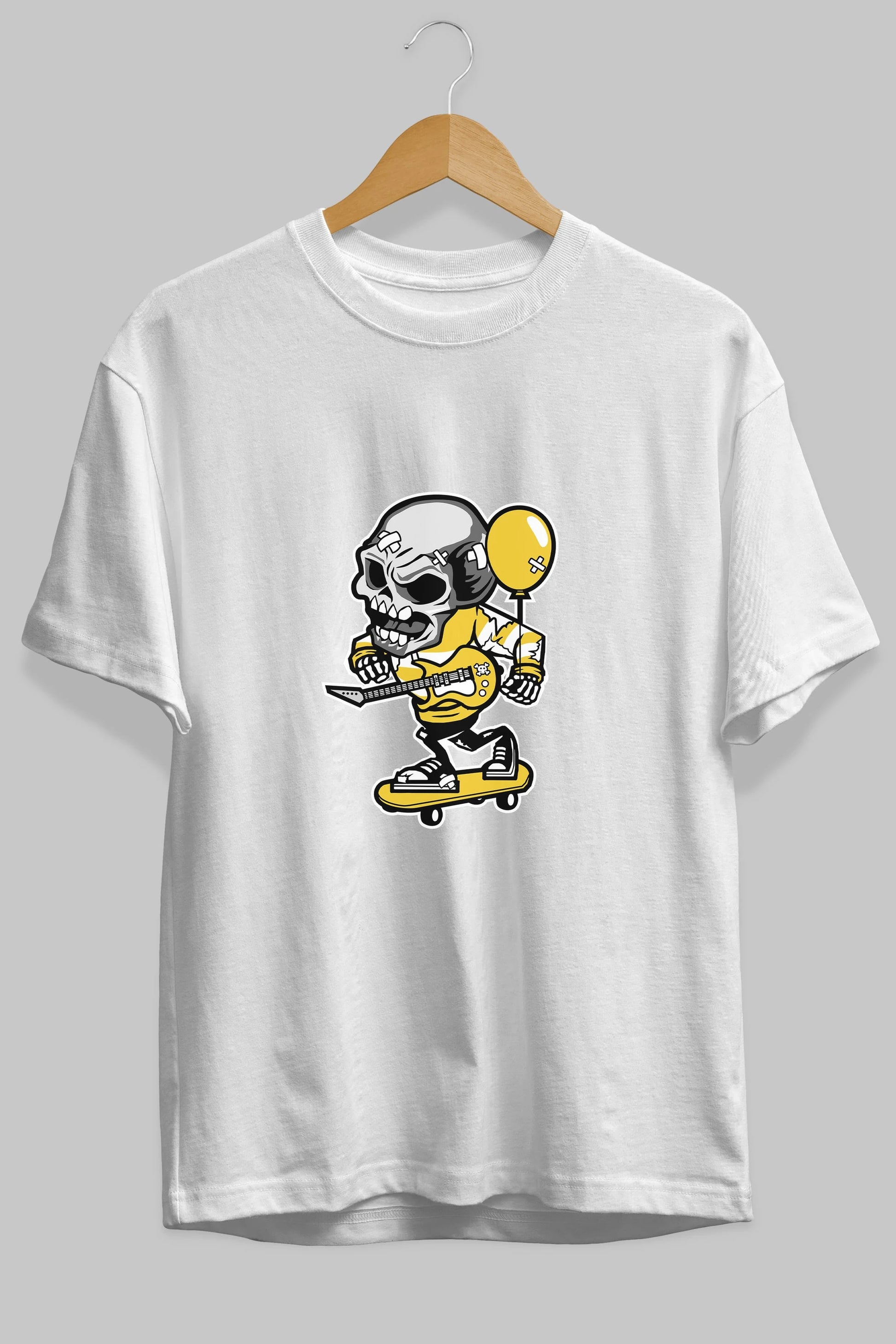 Skull Skater Ön Baskılı Oversize t-shirt Erkek Kadın Unisex %100 Pamuk tişort