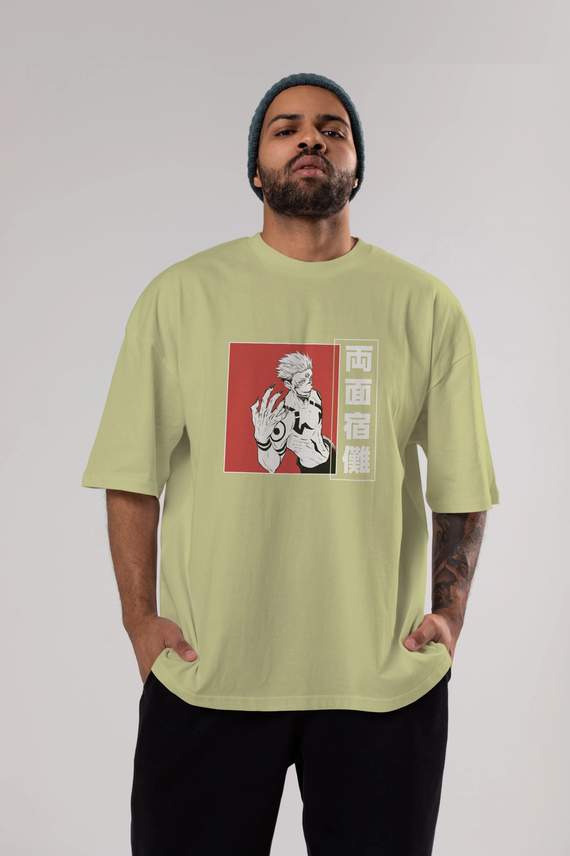 Sukuna Ryoumen 2 Anime Ön Baskılı Oversize t-shirt %100 pamuk Erkek Kadın Unisex