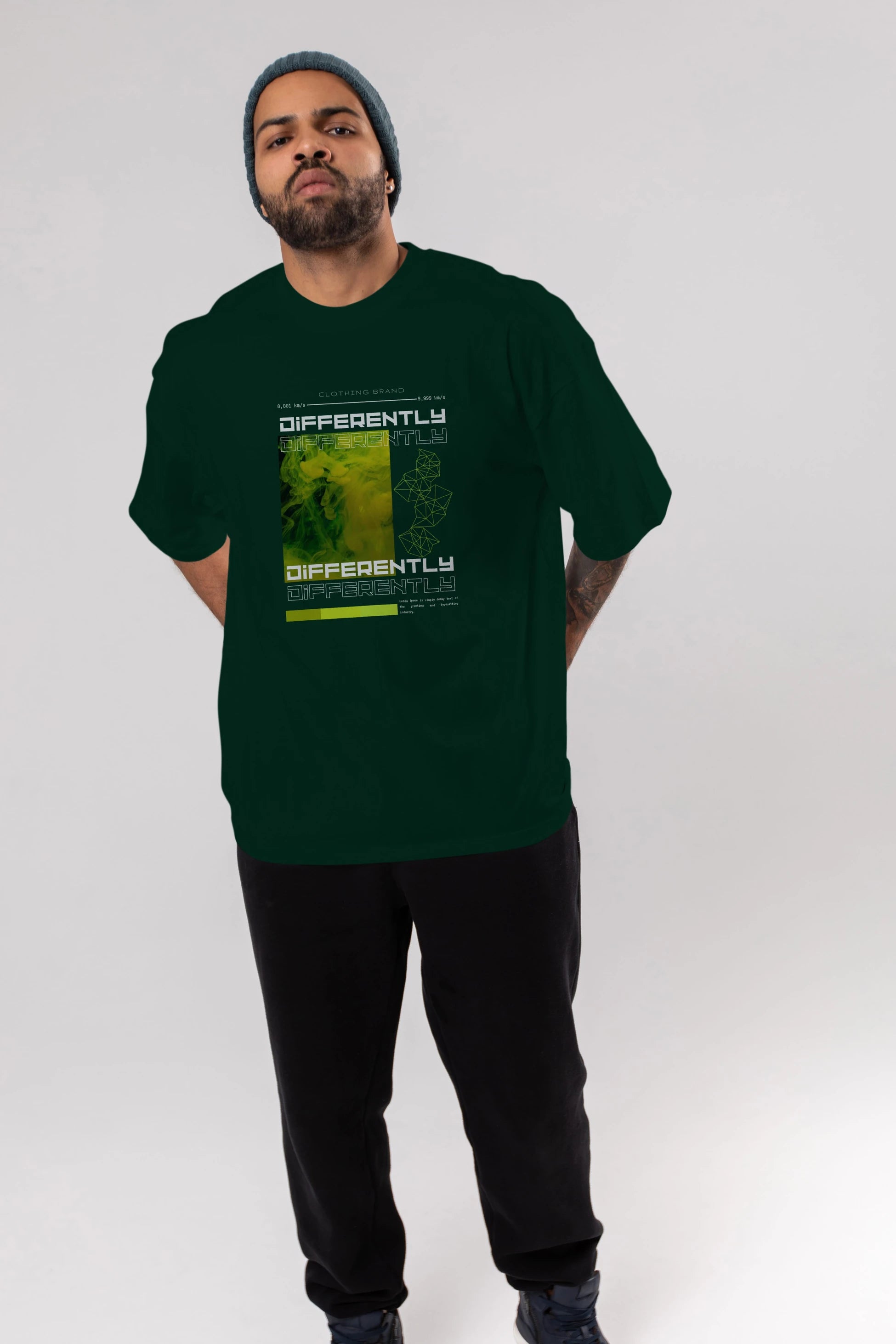 Differently Yazılı Ön Baskılı Oversize t-shirt Erkek Kadın Unisex