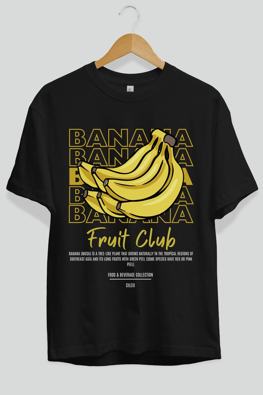 Banana Ön Baskılı Oversize t-shirt Erkek Kadın Pamuk Bisiklet Yaka tişort