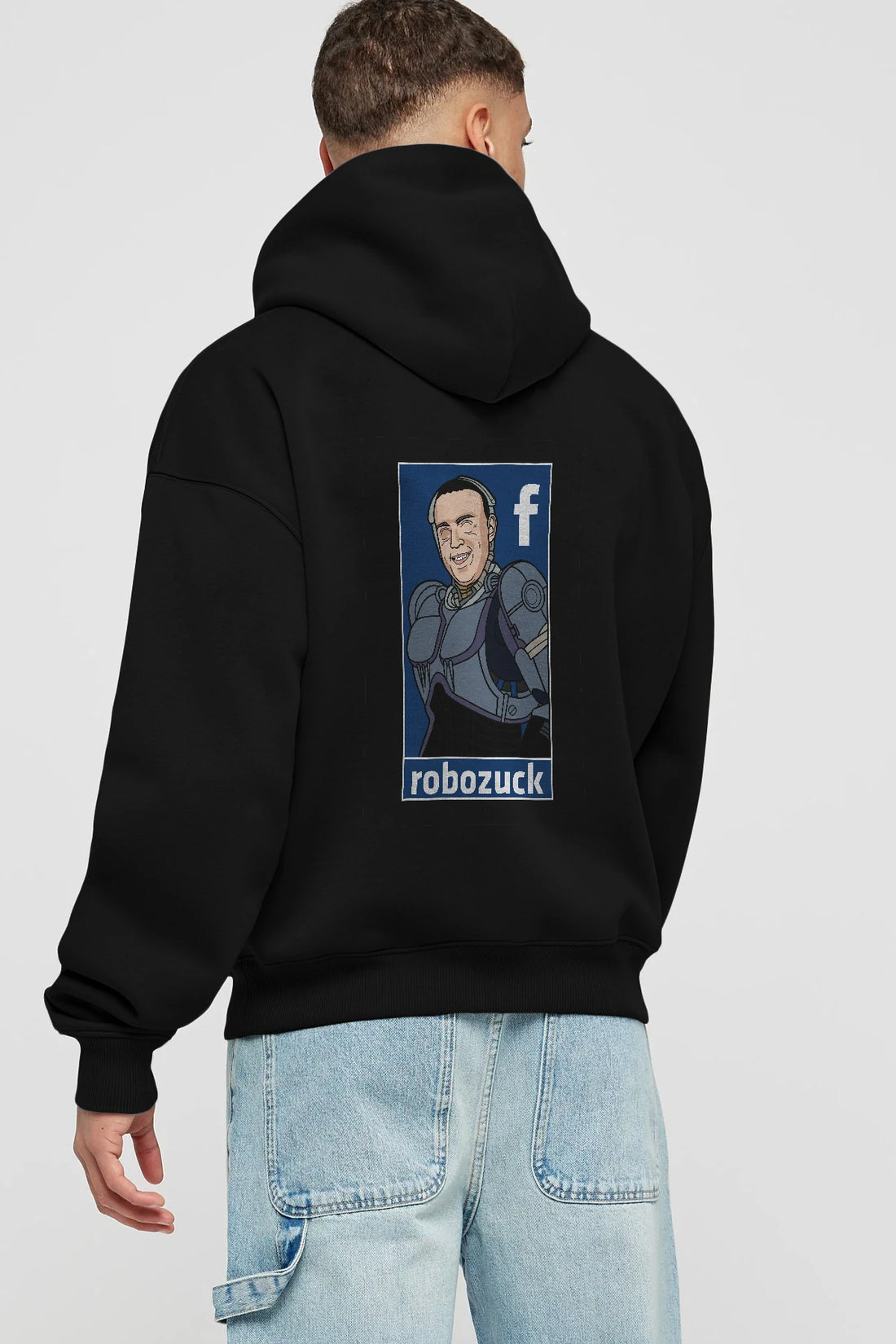 Robozuck Arka Baskılı Hoodie Oversize Kapüşonlu Sweatshirt Erkek Kadın Unisex