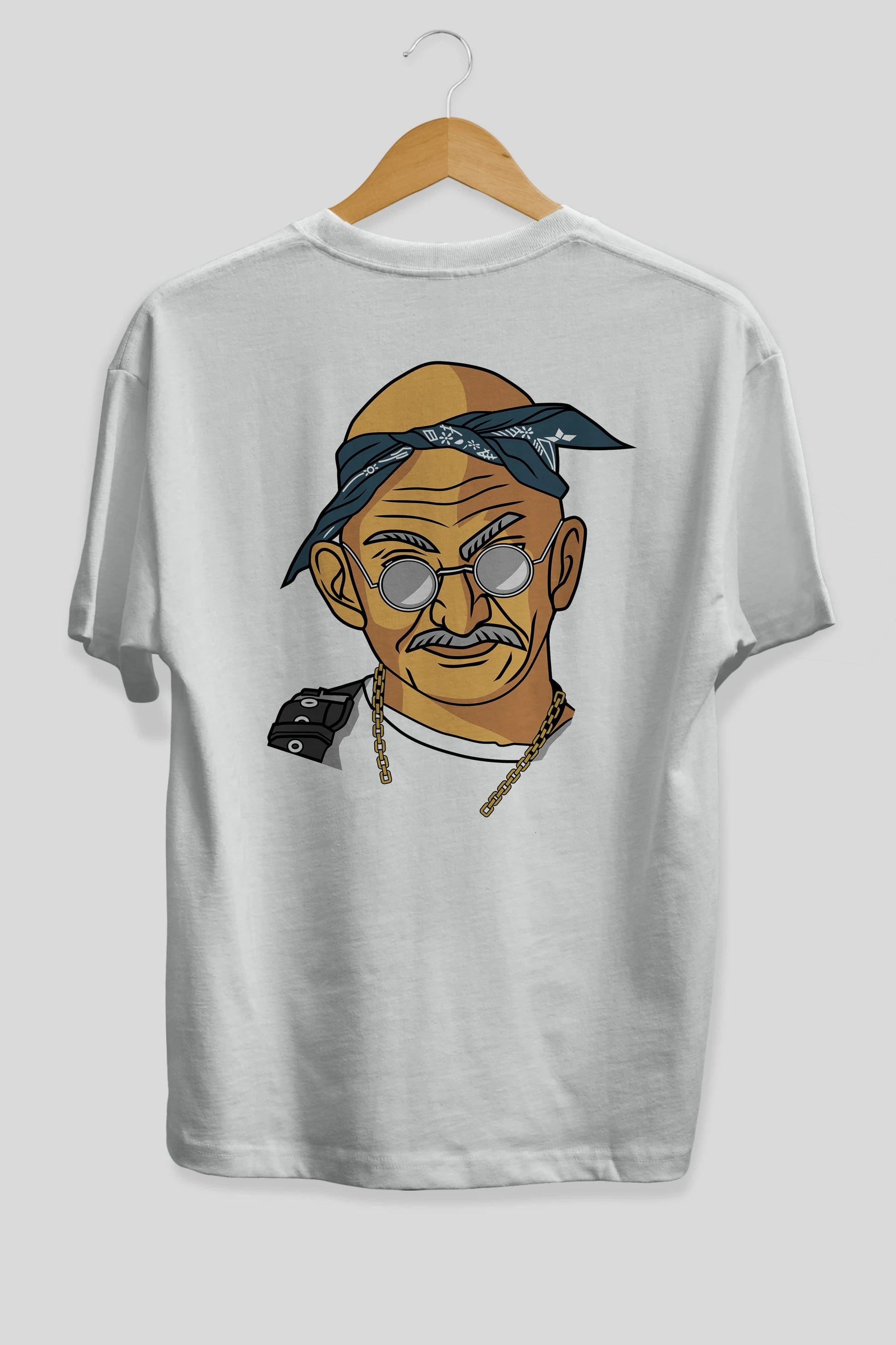 Tupac Gandhi Arka Baskılı Oversize t-shirt Erkek Kadın Unisex %100 Pamuk tişort