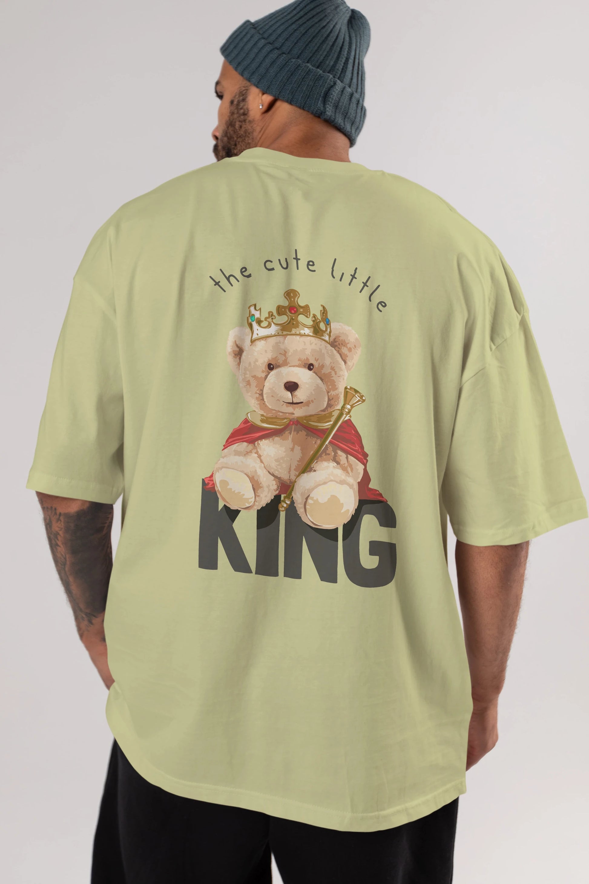 Teddy Bear King Arka Baskılı Oversize t-shirt Erkek Kadın Unisex %100 Pamuk