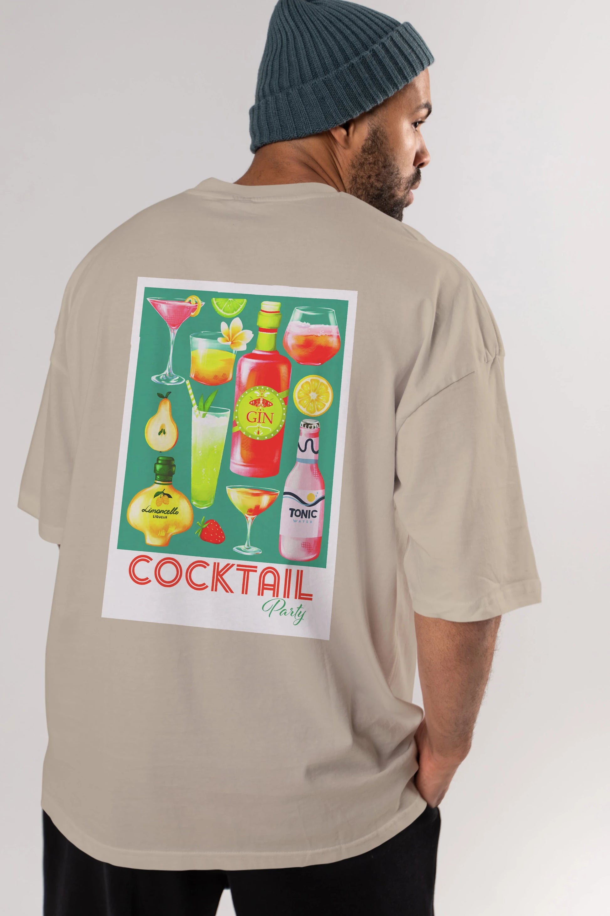 Cocktail Party 2 Arka Baskılı Oversize t-shirt Erkek Kadın Unisex %100 Pamuk Bisiklet Yaka tişort