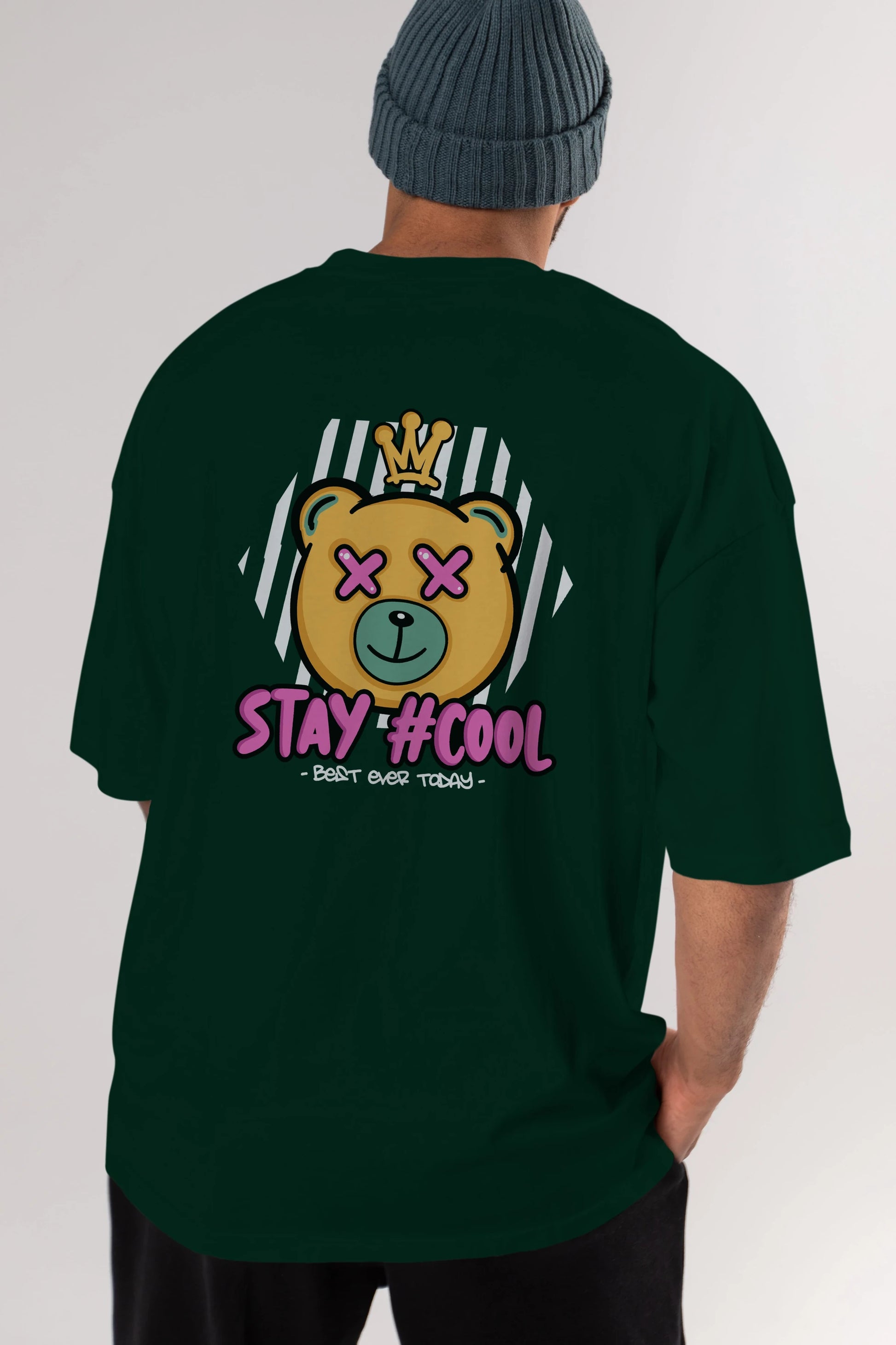 Stay Cool Bear Arka Baskılı Oversize t-shirt Erkek Kadın Unisex