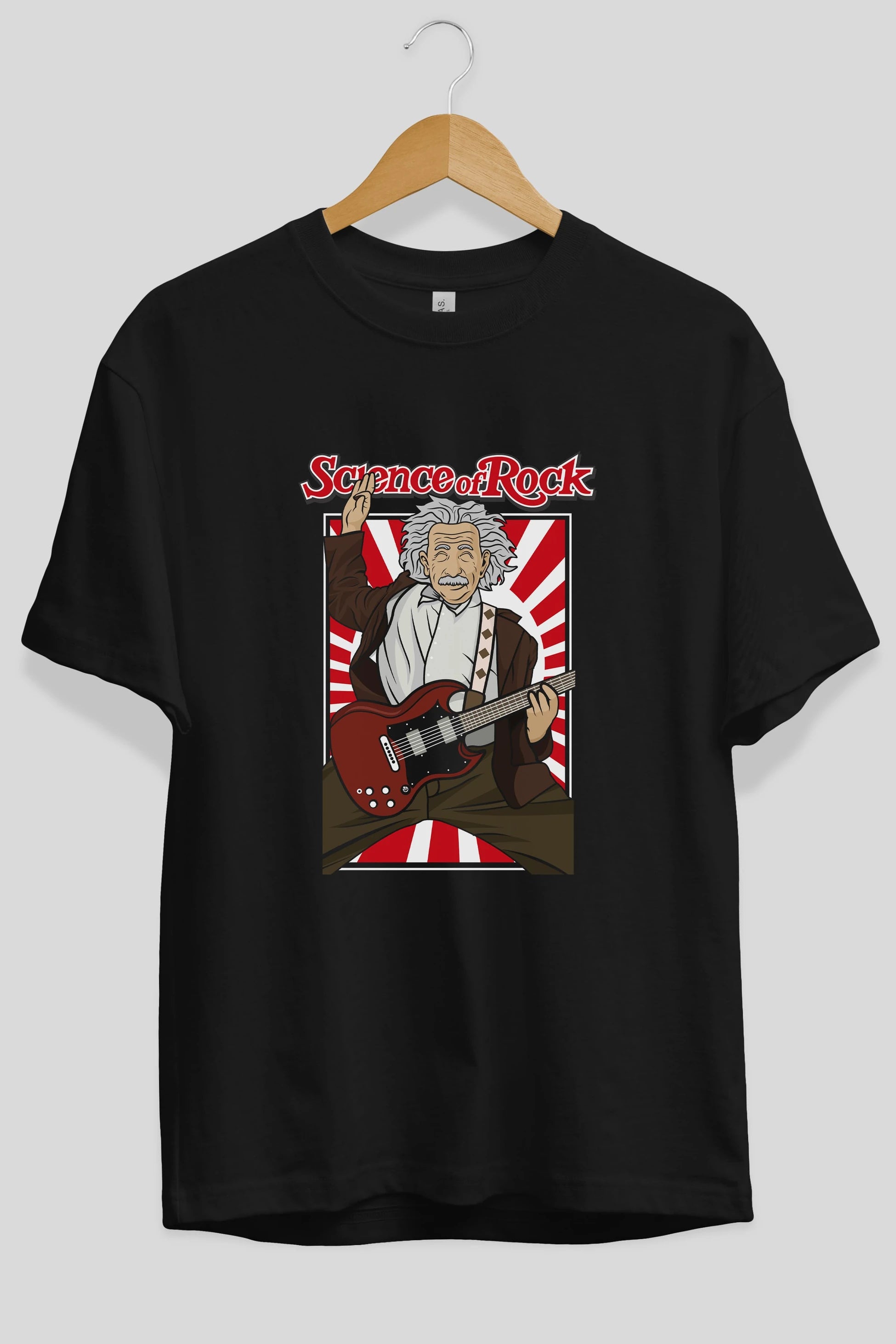 Einstein Science Of Rock Ön Baskılı Oversize t-shirt Erkek Kadın Unisex %100 Pamuk tişort