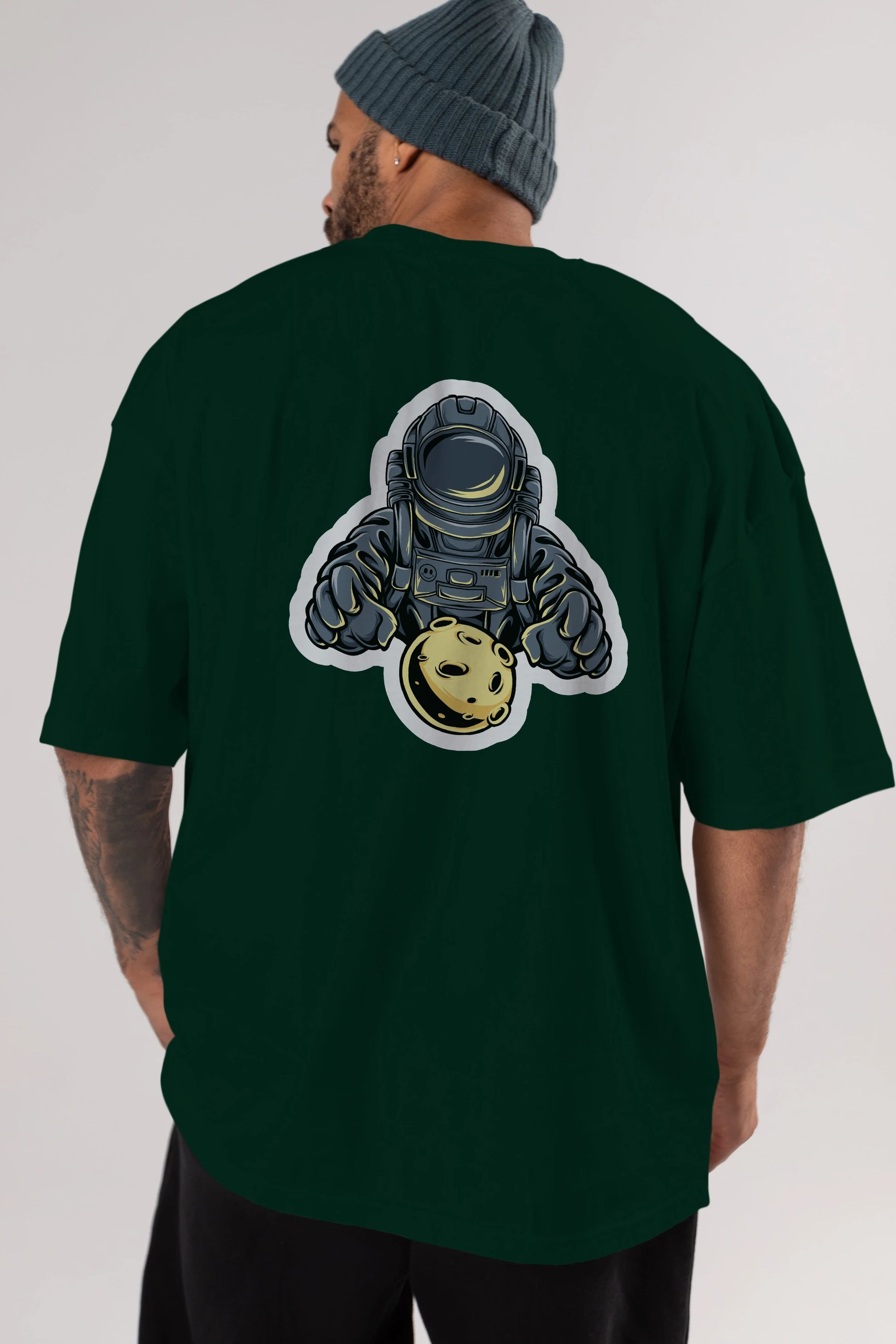 Astromoon sticker Arka Baskılı Oversize t-shirt Erkek Kadın Unisex