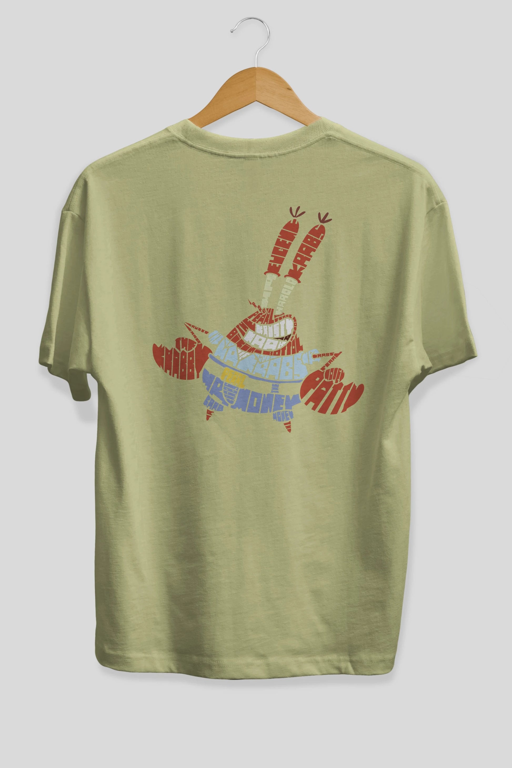 Mr Krabs Arka Baskılı Oversize t-shirt %100 pamuk Erkek Kadın Unisex