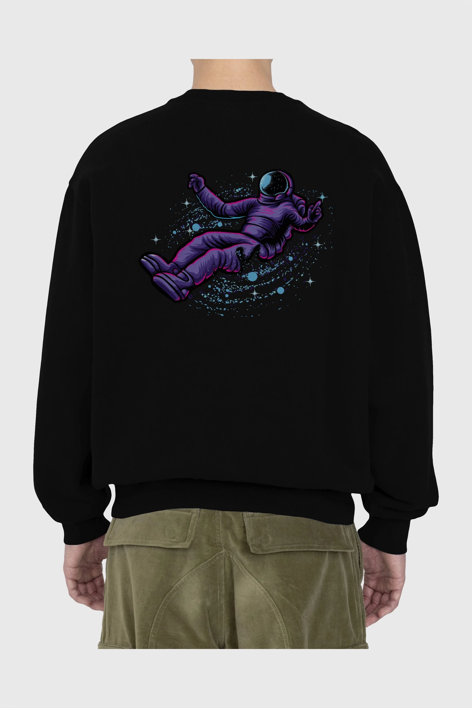 Having fun in outer space Arka Baskılı Oversize Sweatshirt Erkek Kadın Unisex