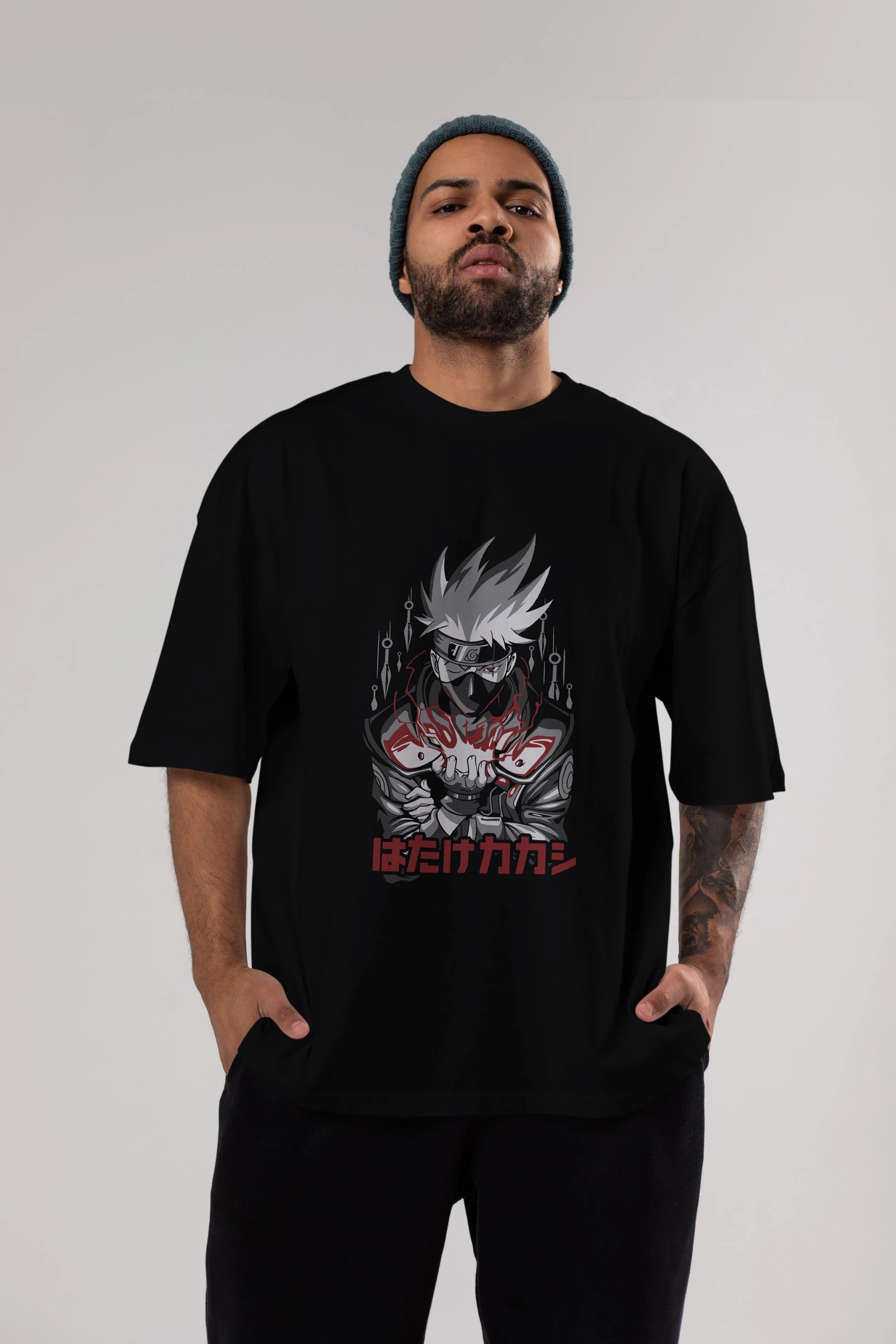 KAKASHI HATAKE NARUTO 1 Anime Ön Baskılı Oversize t-shirt %100 pamuk Erkek Kadın Unisex