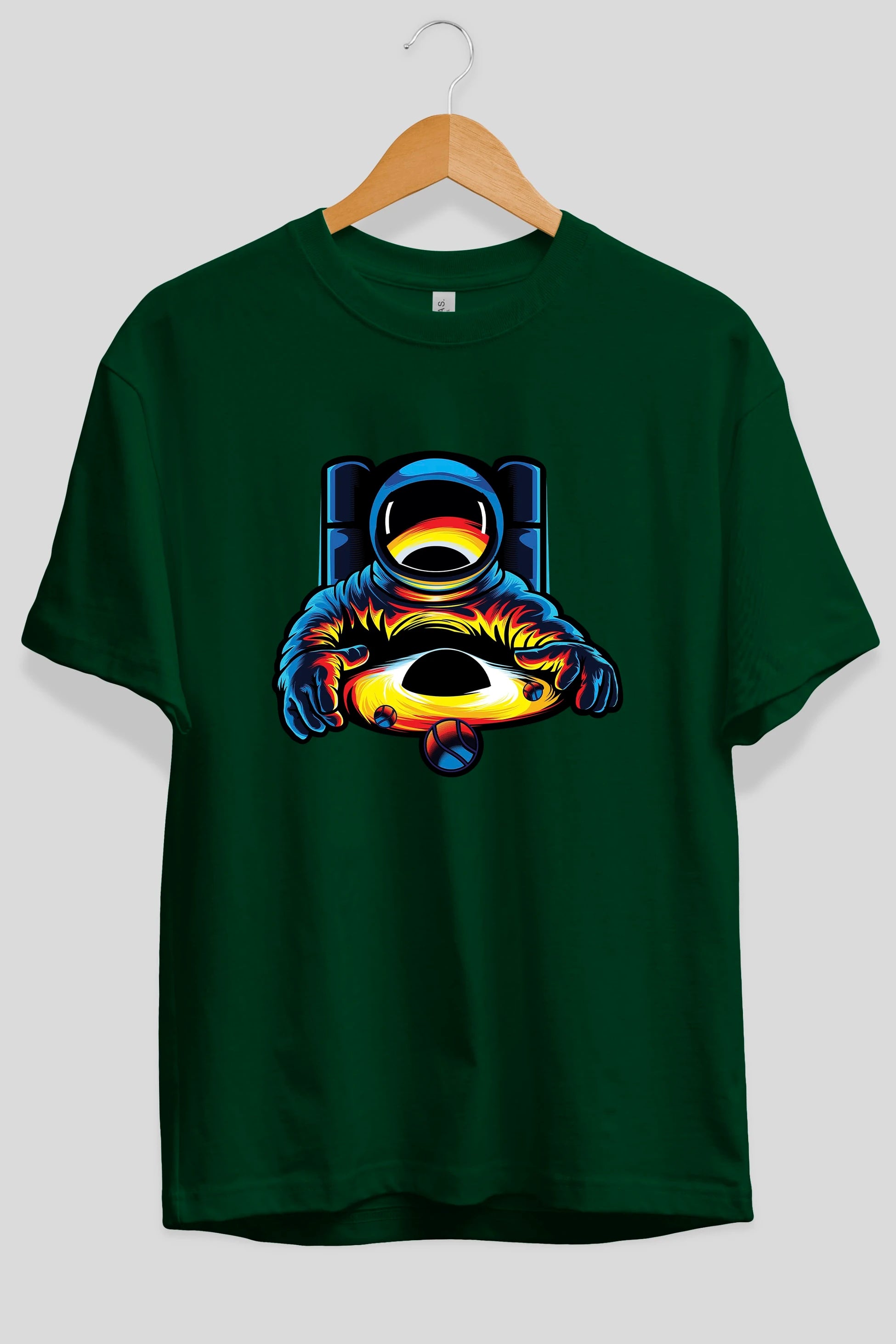 Astronaut & Black Hole Ön Baskılı Oversize t-shirt Erkek Kadın Unisex