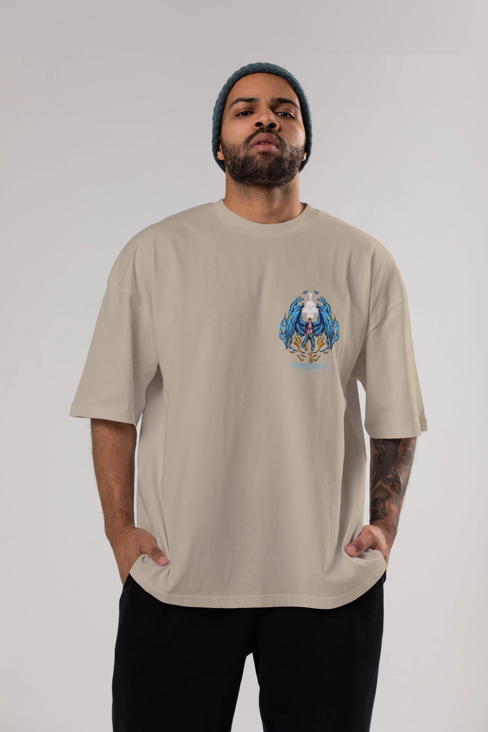Marco Ön Sol Baskılı Oversize t-shirt Erkek Kadın Unisex %100 Pamuk Bisiklet Yaka tişort