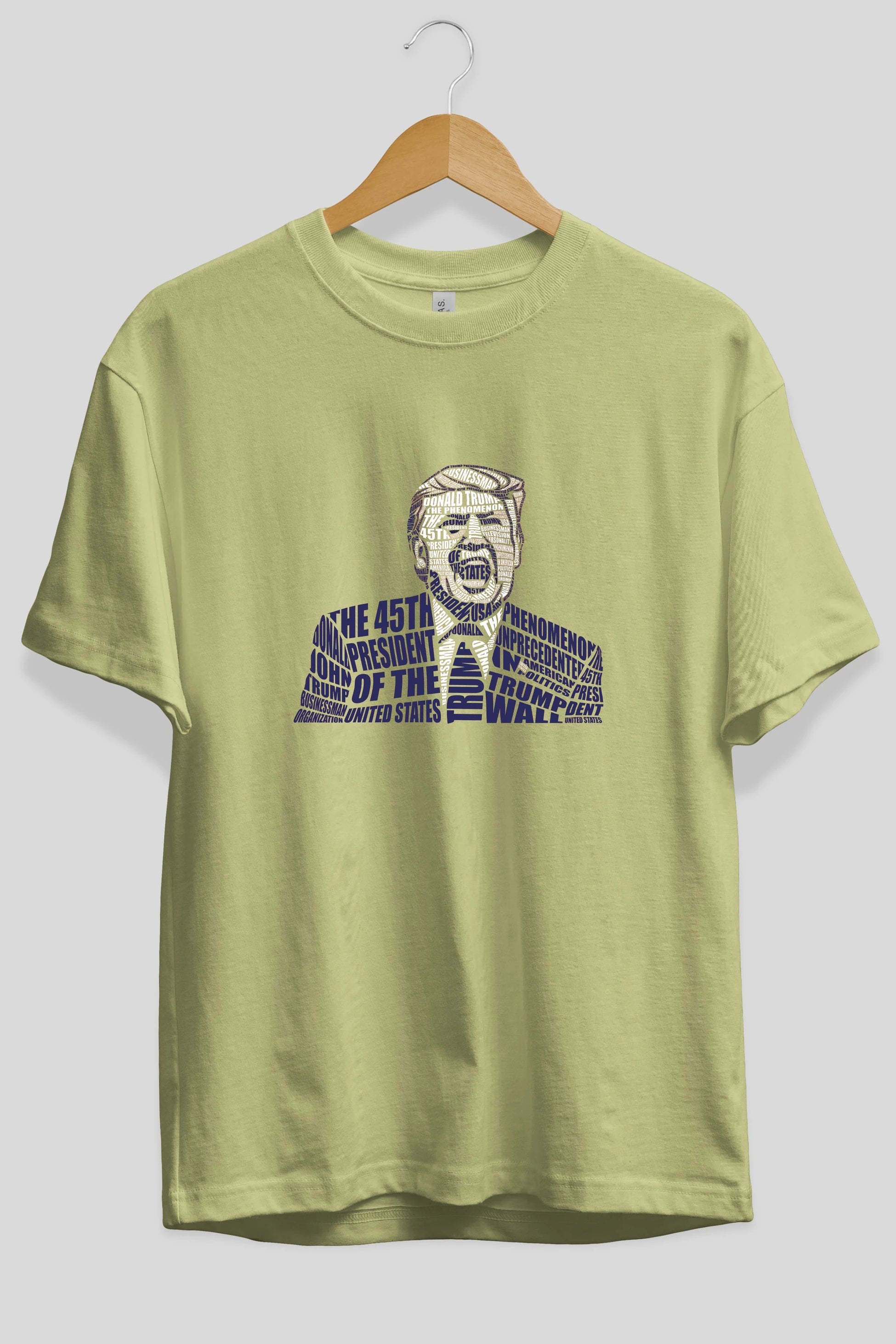 Trump Calligram Ön Baskılı Oversize t-shirt %100 pamuk Erkek Kadın Unisex